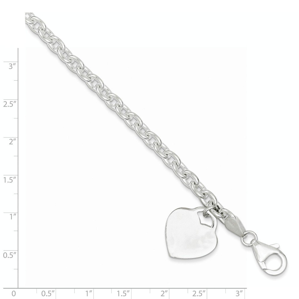 925 Sterling Silver 1.5mm Heart Charm Bracelet with Lobster Clasp - Dainty Adjustable 8.5