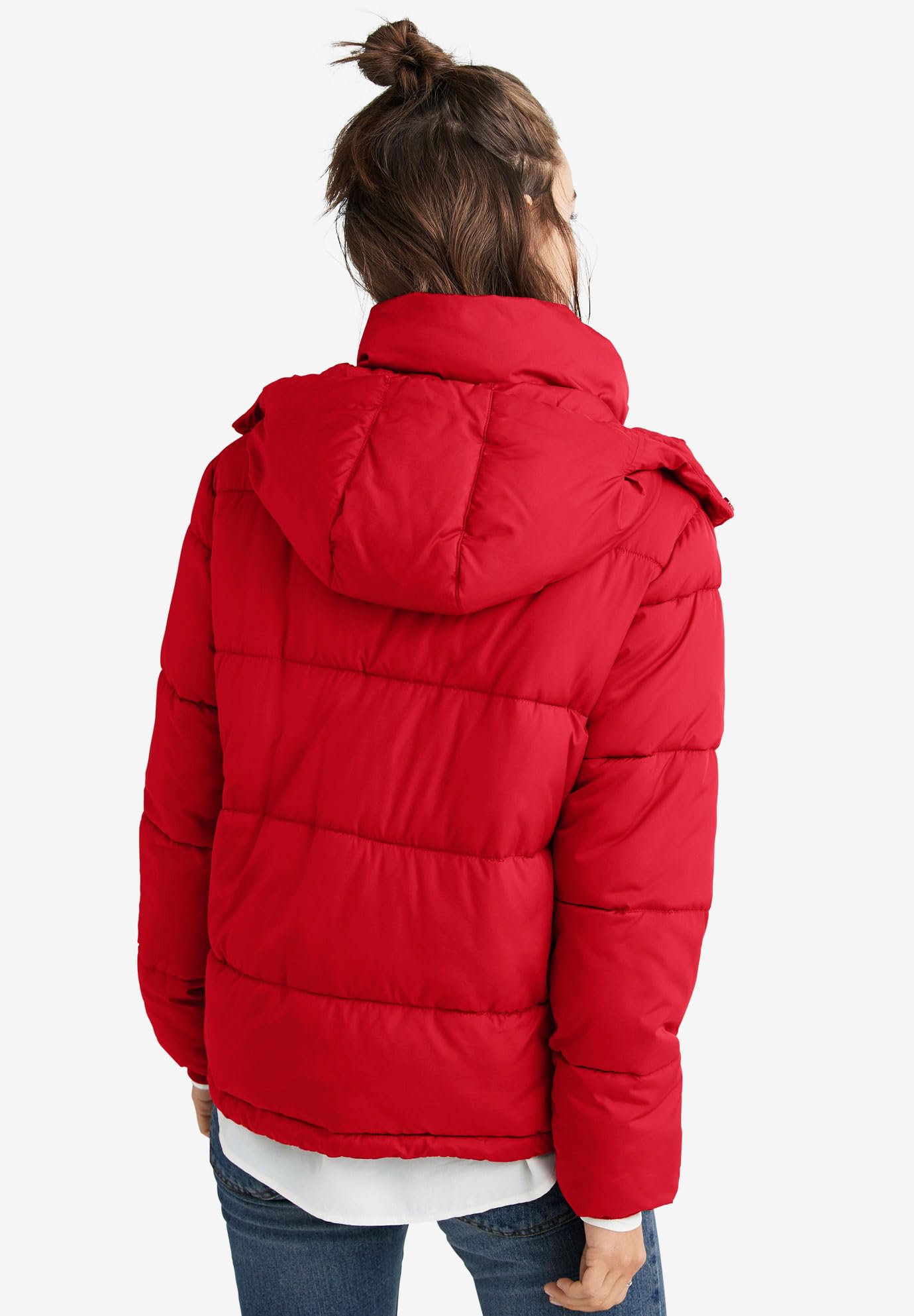 Ellos Women's Plus Size Short Hooded Puffer Jacket - Warm Winter Coat for Outdoor Activities & Casual Wear