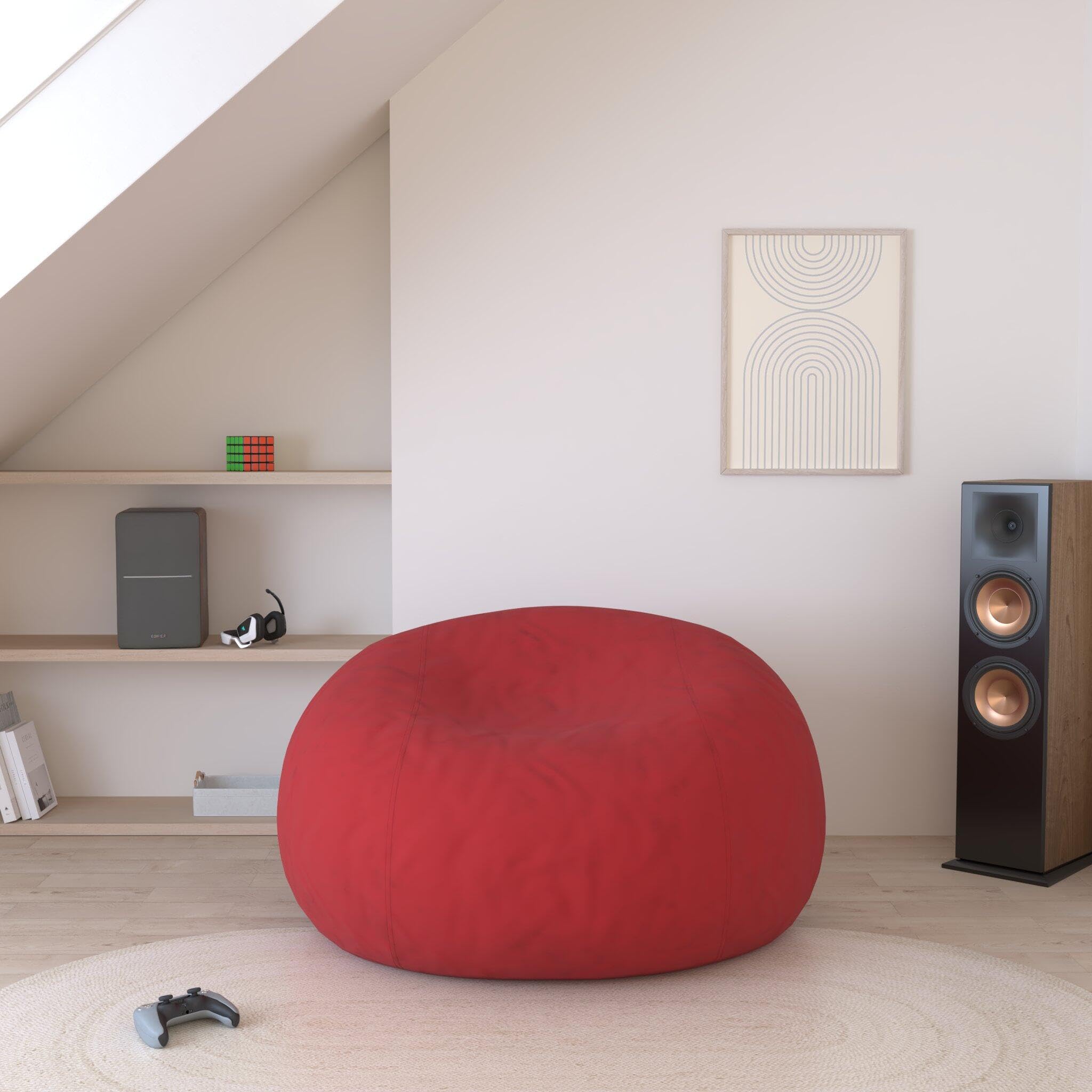Comfy Sacks Memory Foam Bean Bag Chair - New York Red Pebble - Ultra Soft & Ergonomic Lounge Chair for Living Room, Bedroom, Dorm or Game Room