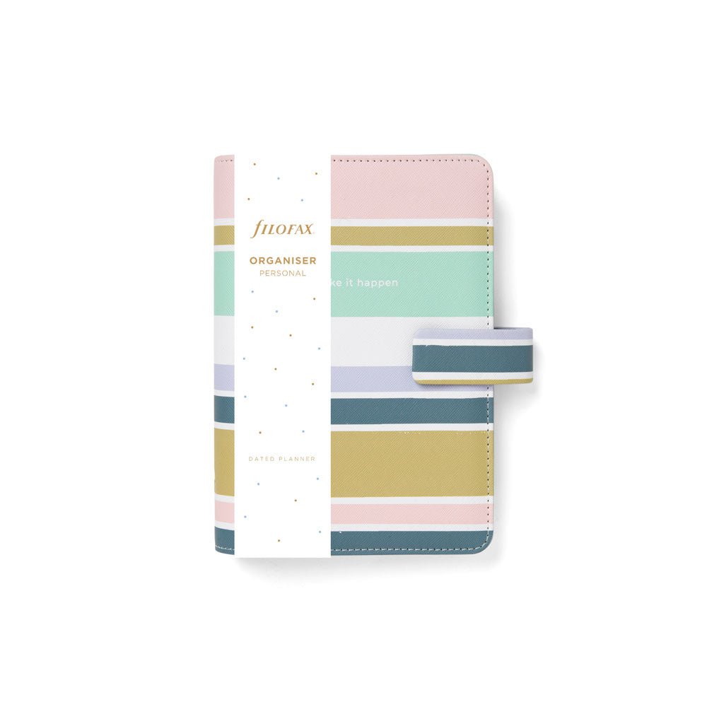 2025 Filafax Good Vibes Personal Planner Organizer - Striped Design, 7.36
