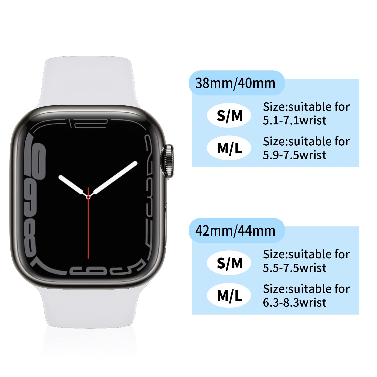 Premium Soft Silicone Sport Band for Apple Watch Series 1-9, SE, Ultra & Ultra 2 - Compatible with 38mm 40mm 41mm 42mm 44mm 45mm 49mm - Durable Replacement Strap for Men & Women - Perfect for Workouts, Running & Everyday Wear