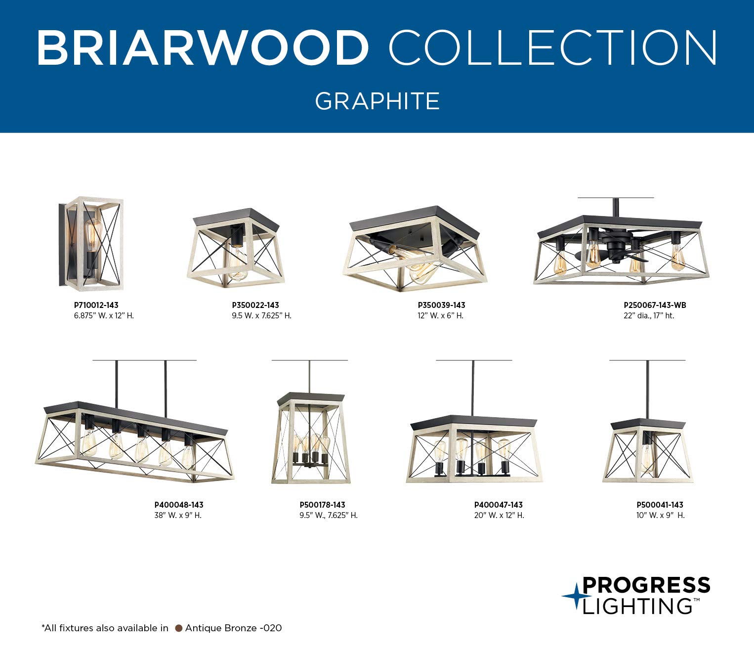 Progress Lighting Briarwood Collection 3-Light Clear Glass Coastal Bath Vanity Light in Graphite & Black - Perfect for Bathroom Vanity, Powder Room, and Coastal Style Home Decor