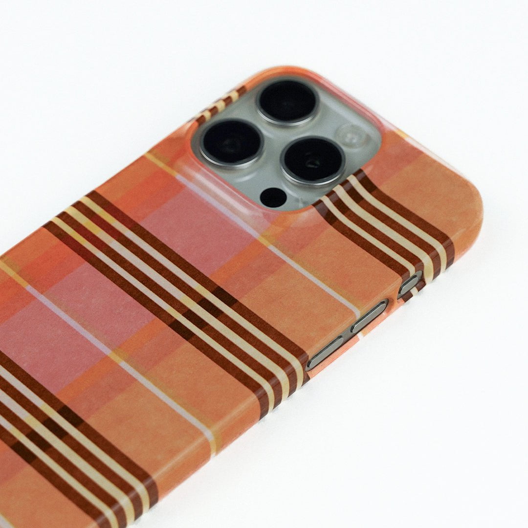 Peachy Plaid Phone Case for iPhone 15/14/13/12/11 Pro Max - Cute Tartan Pattern Protective Cover with Shockproof Design - Perfect for Everyday Use, Travel & Fashion Accessories