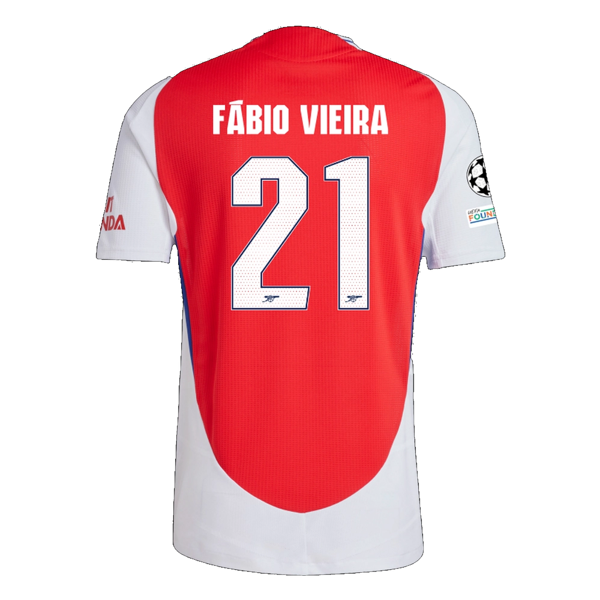 Adidas Arsenal Authentic Fabio Vieira Home Jersey 2024/25 - Better Scarlet/White with Champions League Patches | Official Football Shirt for Fans & Players | Matchday, Training & Casual Wear