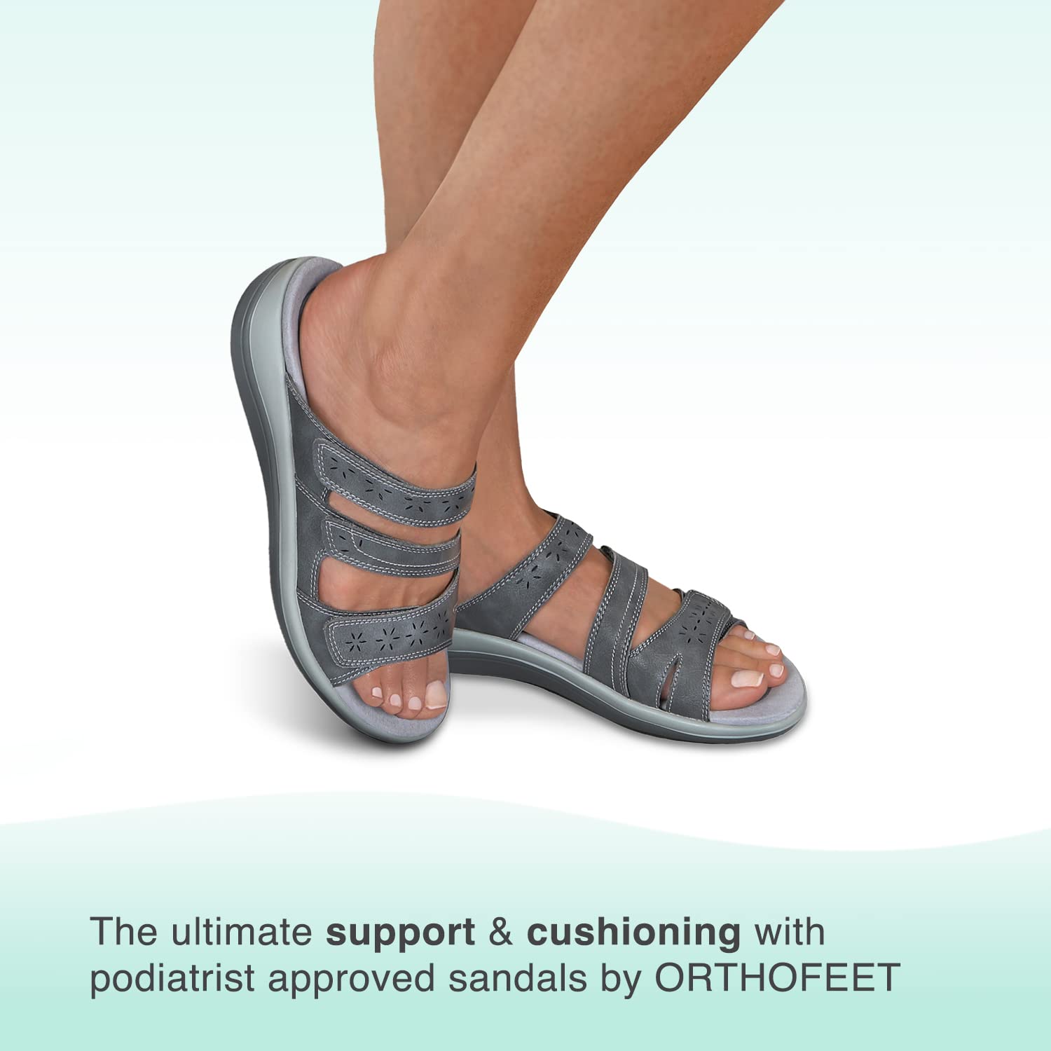 Orthofeet Women's Orthopedic Stretchable Slide Sahara Sandals - Comfortable Arch Support Slippers for Plantar Fasciitis, Heel Pain & Diabetic Feet - Perfect for Home, Poolside & Post-Surgery Recovery