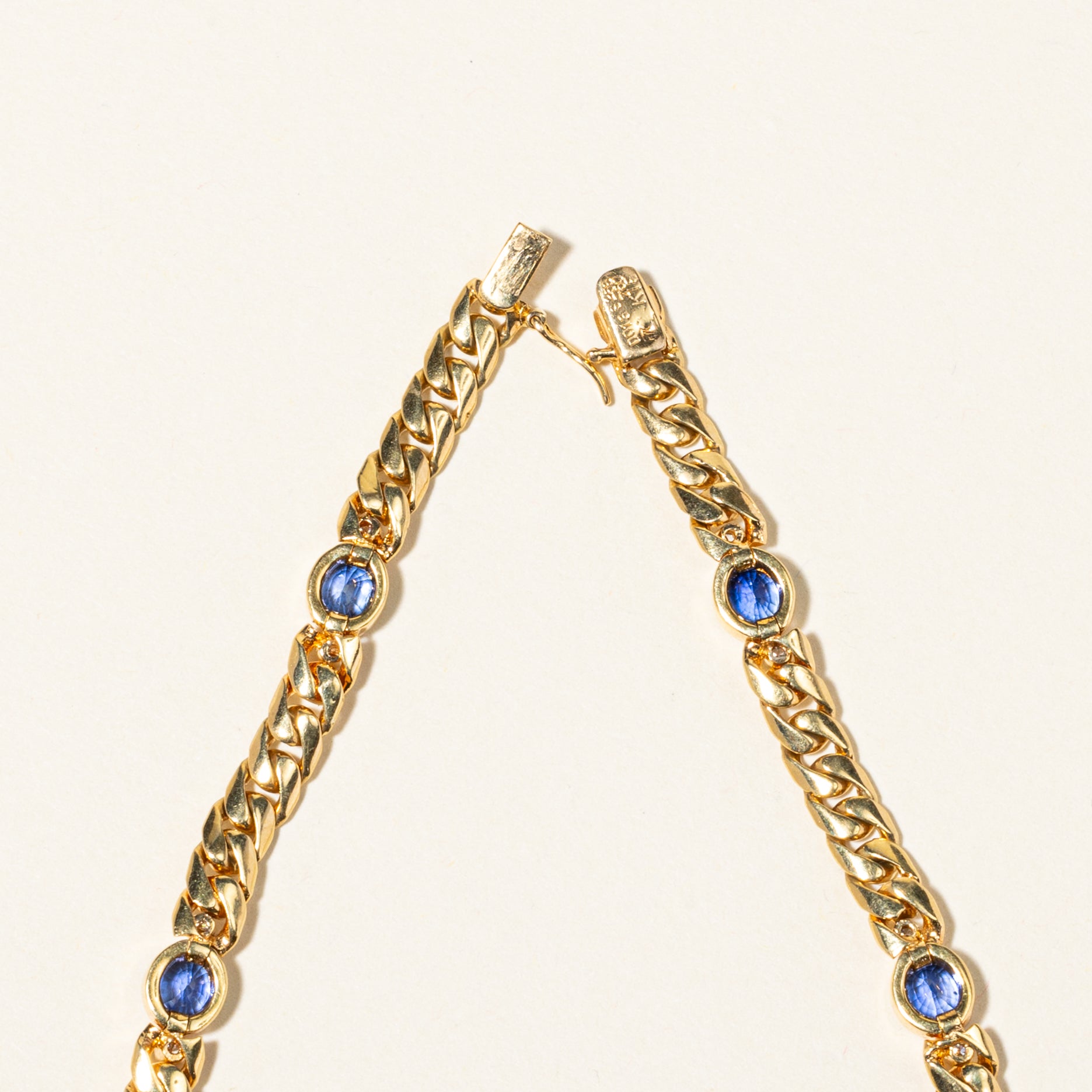 18K Yellow Gold Diamond and Sapphire Tennis Bracelet | 0.13ctw Diamonds & 2.58ctw Sapphires | 7.25