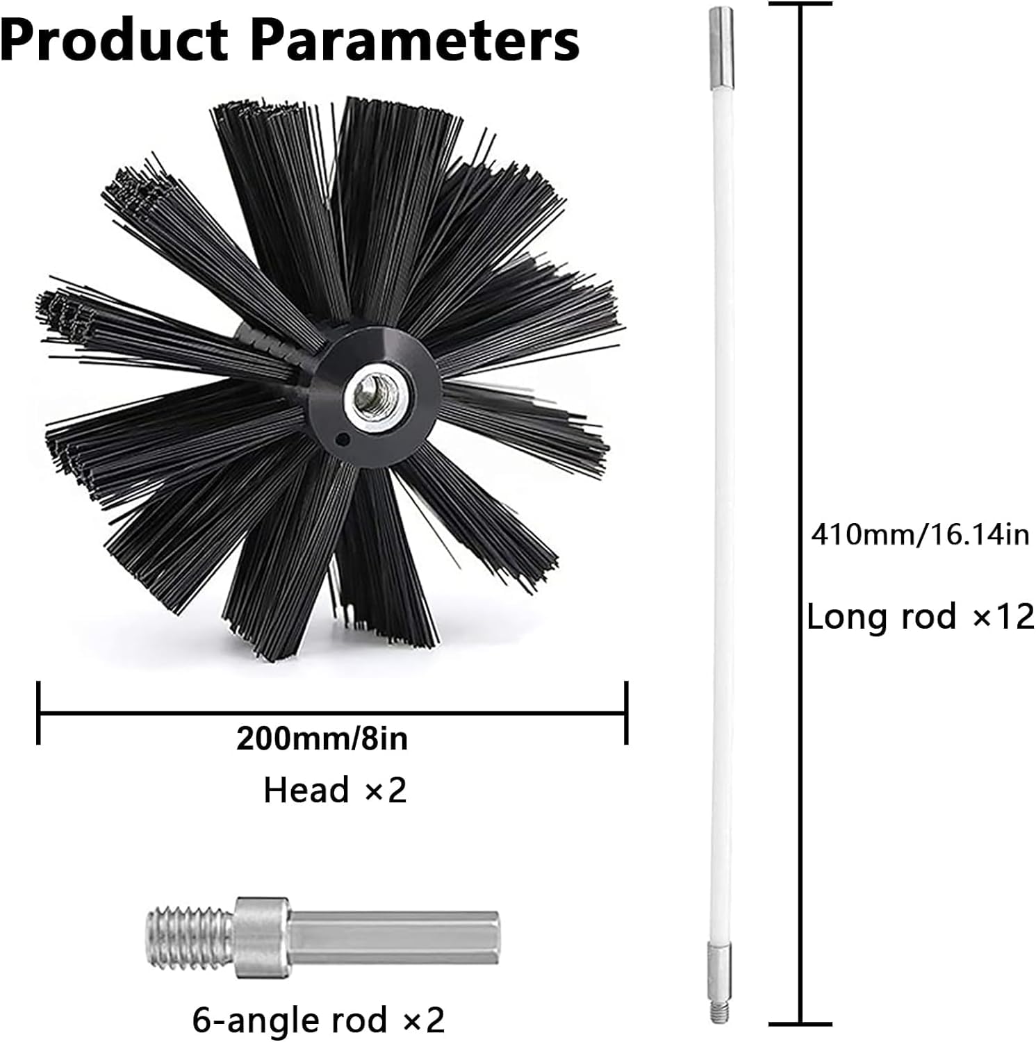 16FT Chimney Sweep Kit - Professional Chimney & Air Duct Cleaning Set with 12 Flexible Rods & 7.8