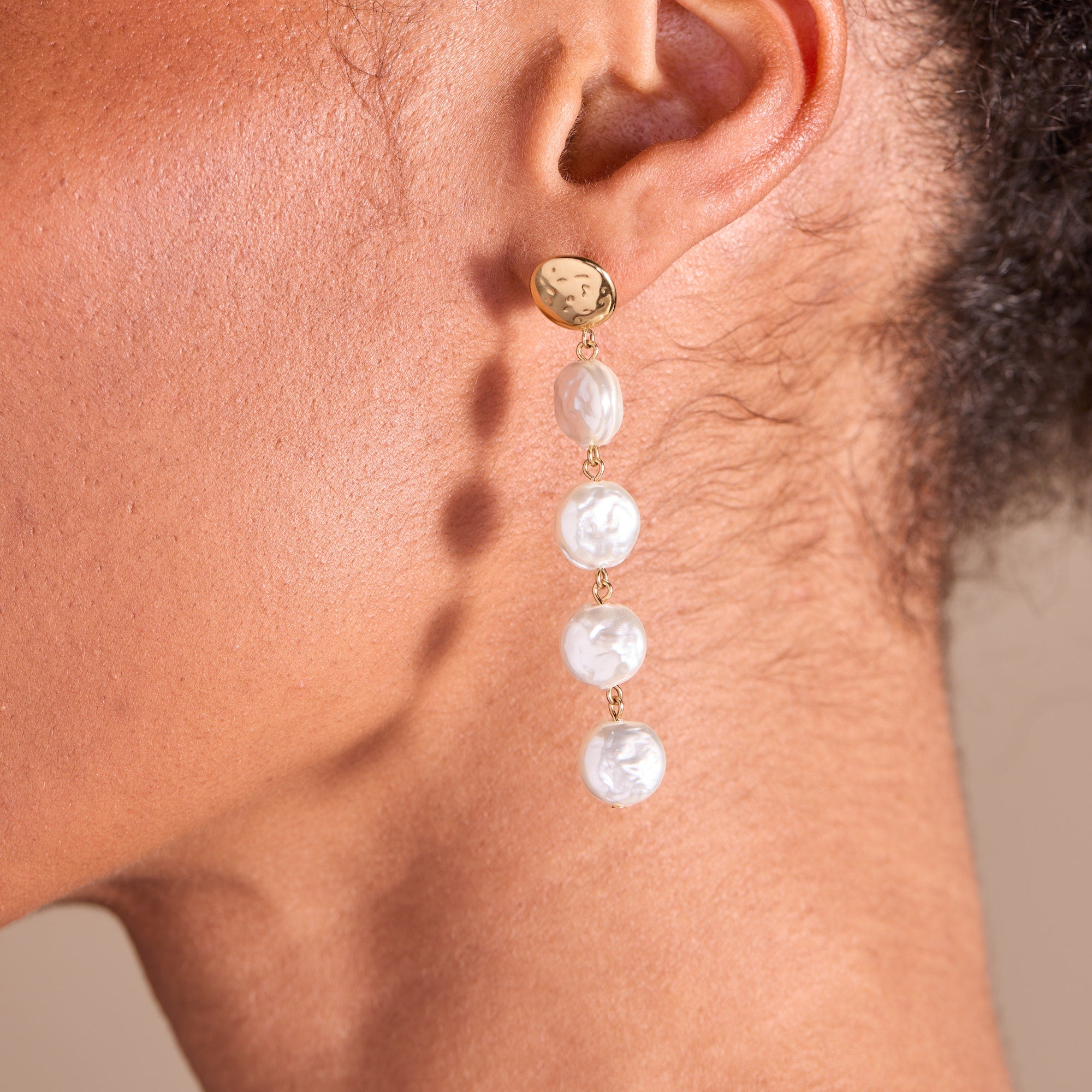 Elegant Coin Pearl Linear Earrings for Women - Minimalist Dangle Drop Earrings for Party, Wedding & Everyday Wear