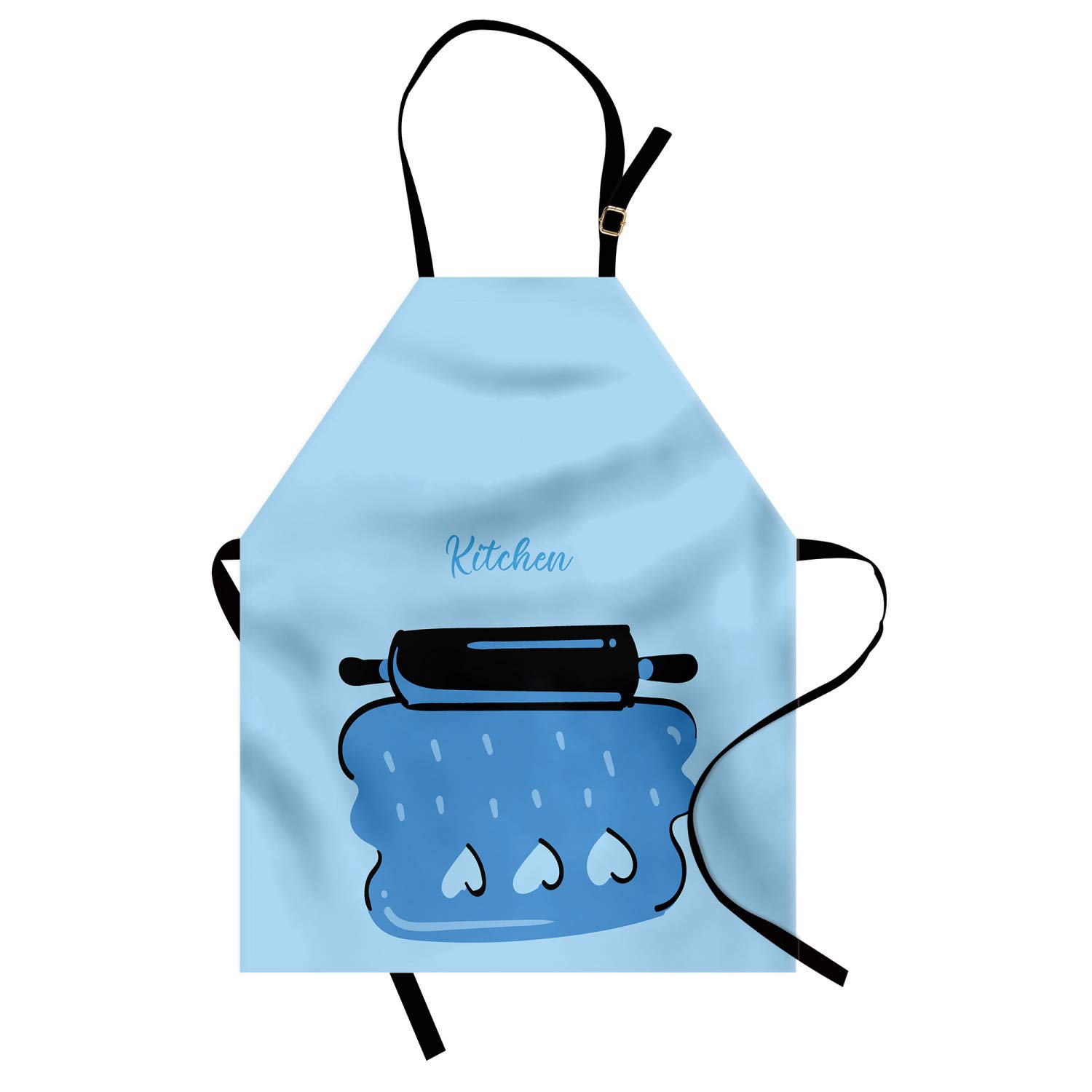 Ambesonne Personalized Chef Apron - Cartoon Baking & Cooking Design with Colorful Rolling Pin Dough Motif - Adjustable Neck Unisex Kitchen Bib for Adults - Perfect for Home Cooking, Baking Parties & Culinary Gifts - Pale Sky
