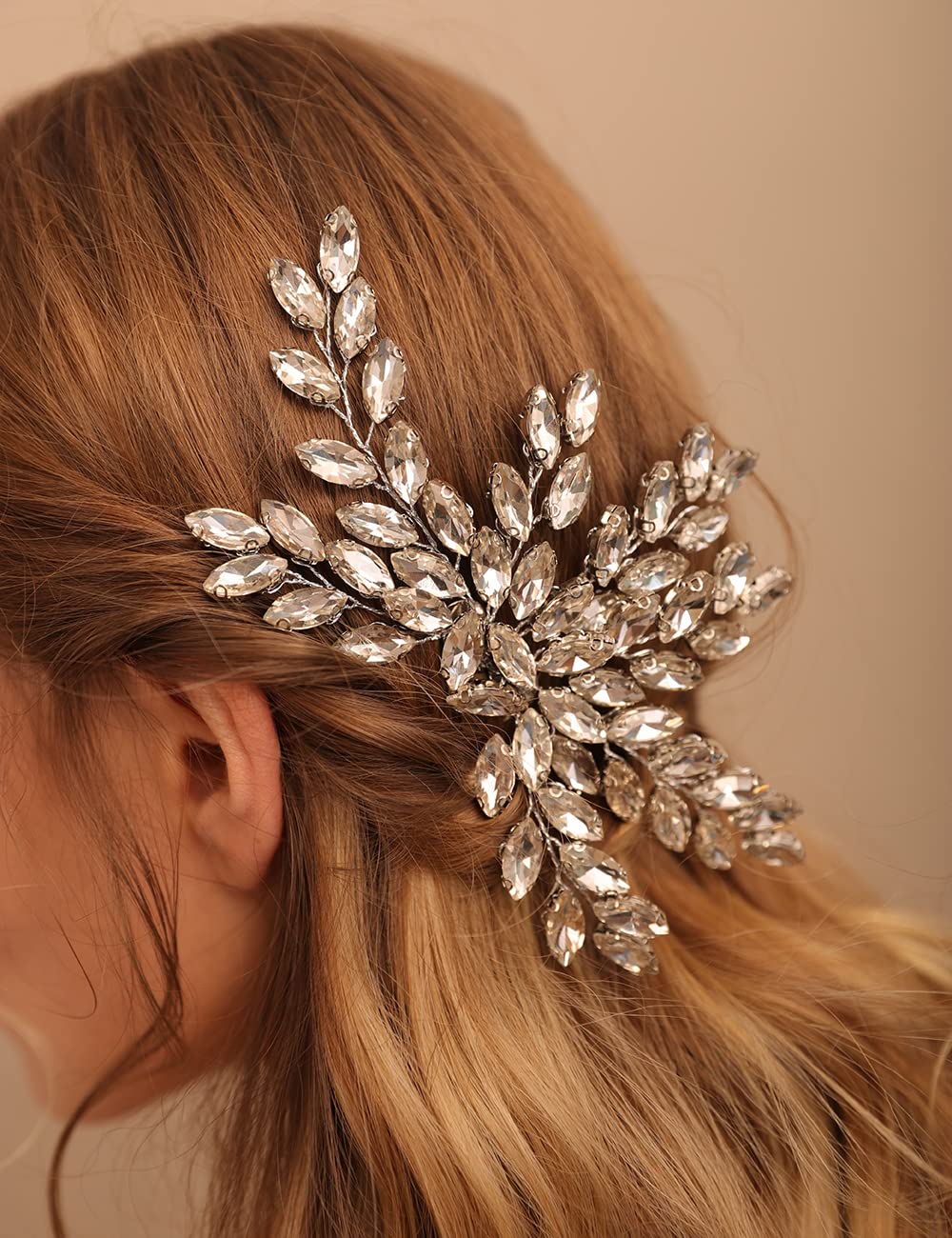 Jumwrit Handmade Crystal Wedding Hair Comb - Rhinestone Bridal Headpiece & Hair Clip for Bride & Bridesmaids (Silver) | Elegant Hair Accessories for Weddings, Prom & Special Occasions
