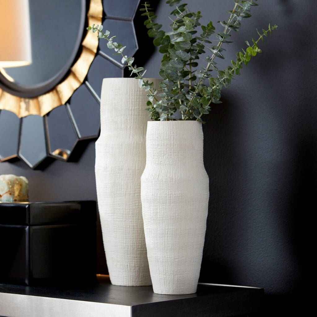 Cyan Design 10920 Leela Vase - White Medium Size Ceramic Vase for Home Decor, Wedding Centerpiece & Floral Arrangements