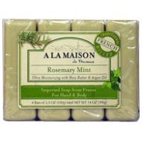 A La Maison Bar Soap - Refreshing Rosemary Mint Scent, Value Pack of 4 Bars | Gentle Cleansing for Face & Body, Perfect for Daily Use at Home or Travel