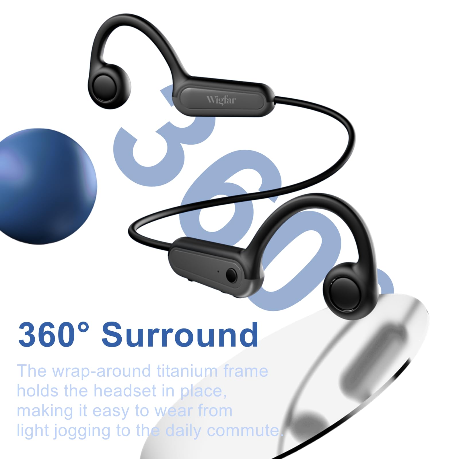 Wireless Bone Conduction Bluetooth 5.3 Headphones - Open Ear IPX55 Waterproof Sport Headset with 8-Hour Battery Life for Running, Cycling, Workouts & Hands-Free Calling - Perfect for Gym, Outdoor Activities & Daily Commute