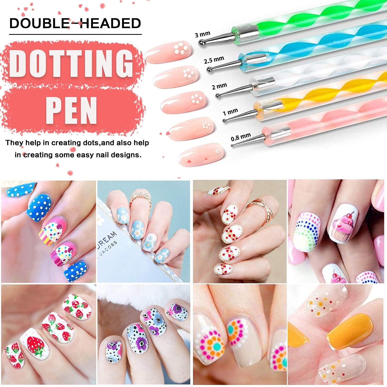 RoyalKart Professional Nail Art Kit for Girls & Beginners - 5 Dotting Pens, Stamping Plates, Silicone Stamper, Scraper, Buffer & Fimo Clay Wheel - Complete DIY Manicure Set for Home Salon & Party Nail Designs (Explorer-02)
