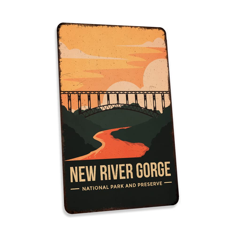 Vintage New River Gorge National Park Sign - 16x24 Matte Wooden Wall Decor for Home, Office & Cabin - Rustic National Park Themed Gift for Travel Lovers & Outdoor Enthusiasts - Perfect for Living Room, Bedroom or Man Cave Decorations