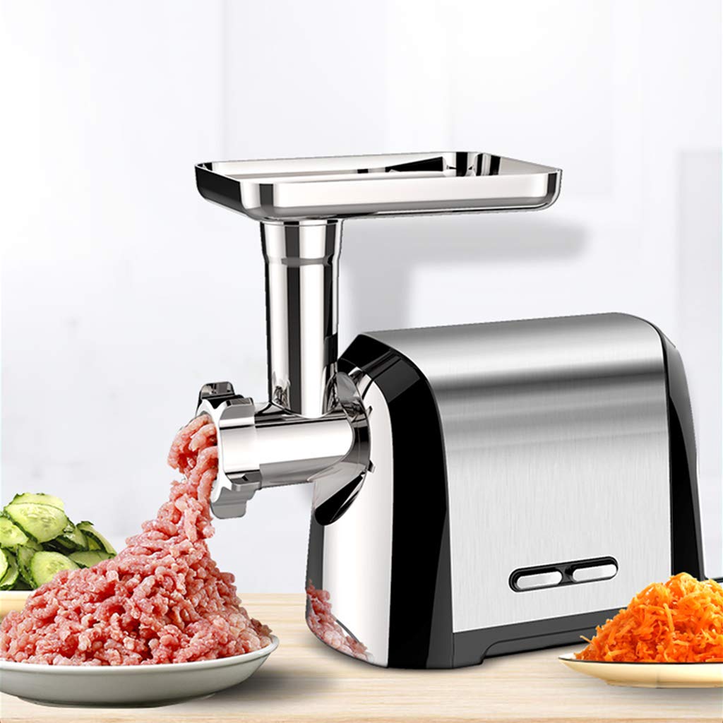 500W Electric Meat Grinder & Sausage Stuffer - Heavy Duty Commercial & Home Kitchen Food Processor with 3 Grinding Plates, Sausage Making Kit - Perfect for Ground Beef, Sausages, Pet Food (Silver)