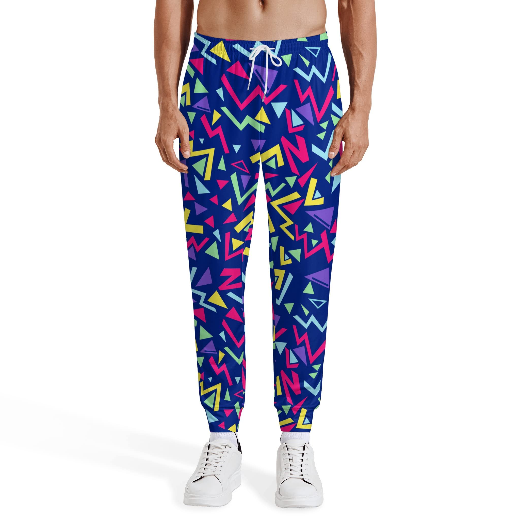 **NELife 90s Retro Joggers for Men - 80s Style Sweatpants with Elastic Waist - Funny Casual Track Pants for Sports & Lounge Wear - Perfect for Gym, Running, and Relaxing at Home**