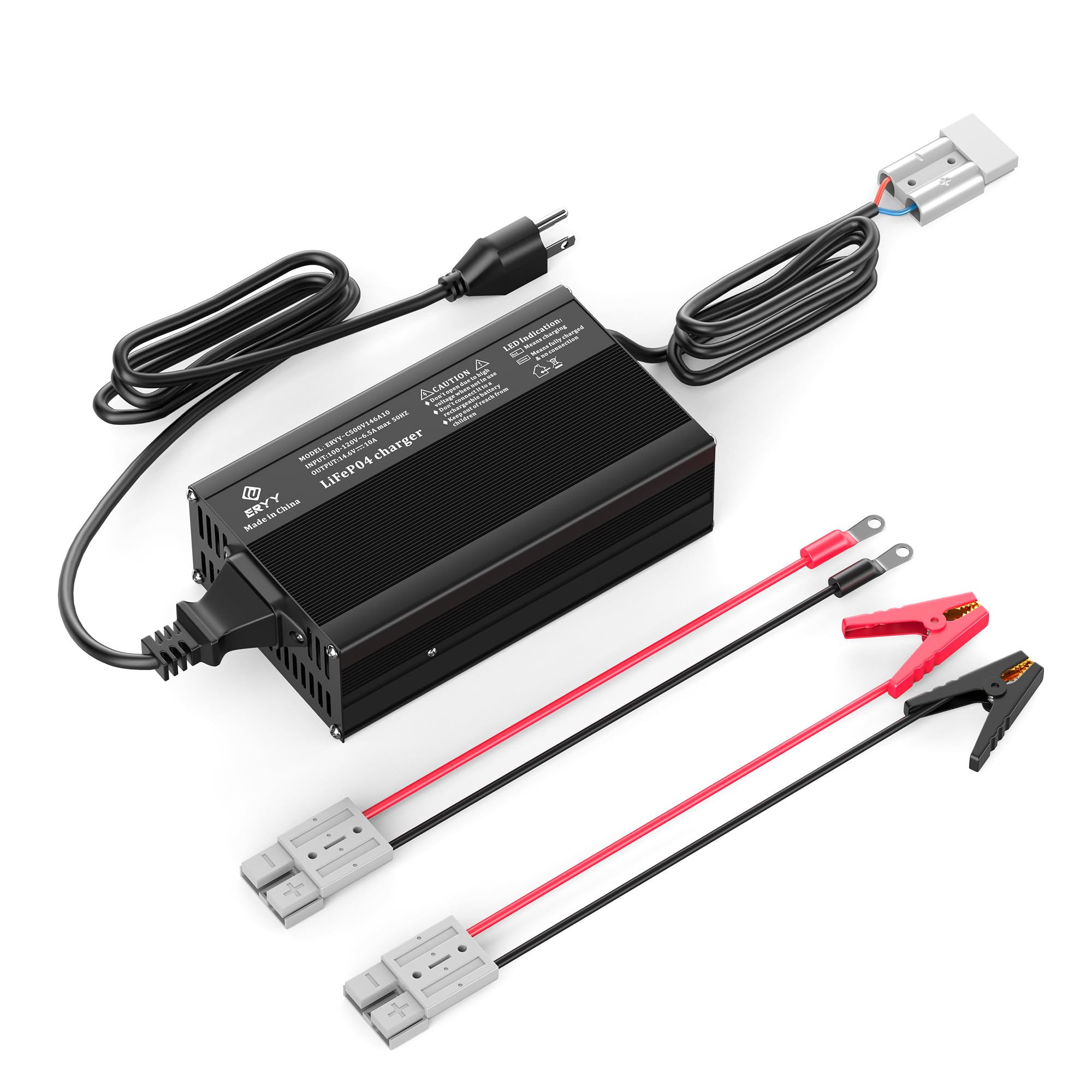 12V 10A LiFePO4 Battery Charger | 14.6V Lithium Battery Smart Charger with Anderson Connector & LED Display | AC-DC Power Supply for RV, Marine, Solar & Off-Grid Systems | Perfect for Boats, Campers & Deep Cycle Batteries