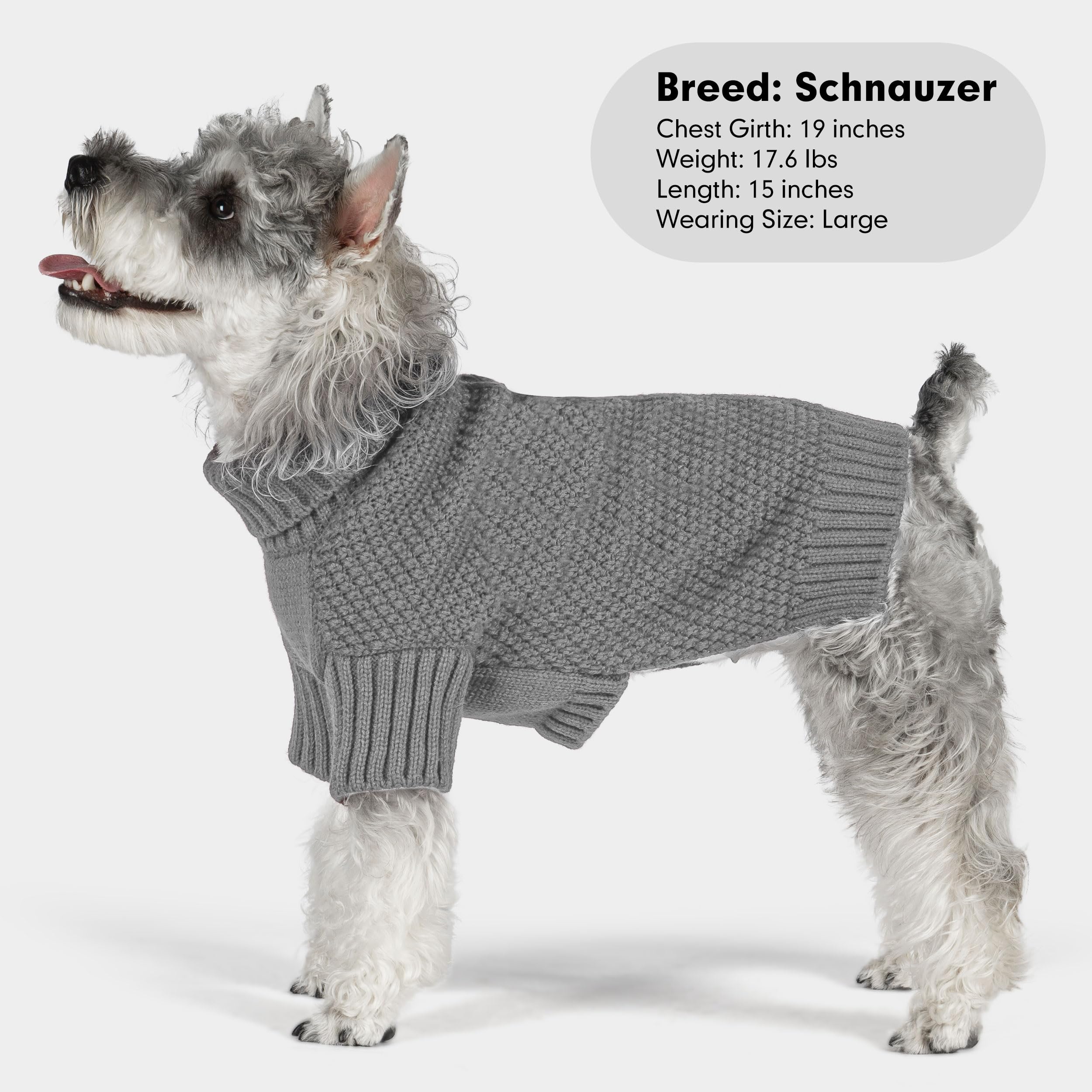 Cyeollo Warm Knit Dog Sweater with Leash Hole - Grey for Small Dogs - Perfect for Winter Walks