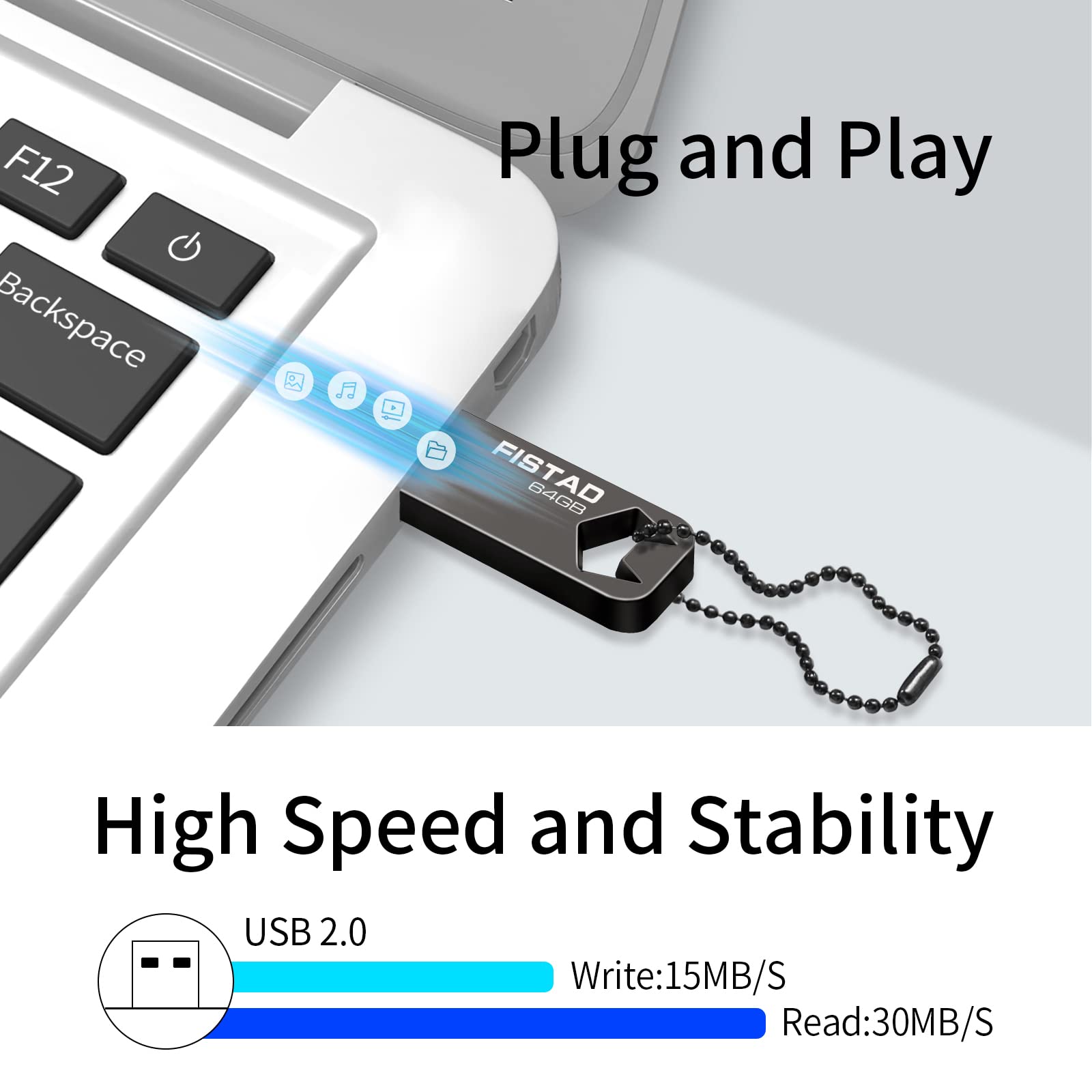 64GB USB Flash Drive - Metal Waterproof Pen Drive for PC, Laptop & Tablet Storage