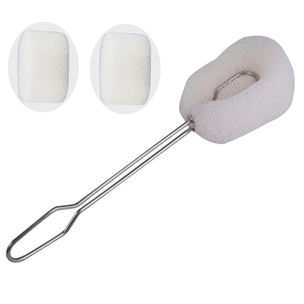 SCDZS Long Handle Sponge Cup Brush - Glass Cleaner for Wine Glasses, Bottles & Drinkware - Durable Kitchen Cleaning Tool (White, 1 Set) - Perfect for Bar, Restaurant & Home Dishwashing