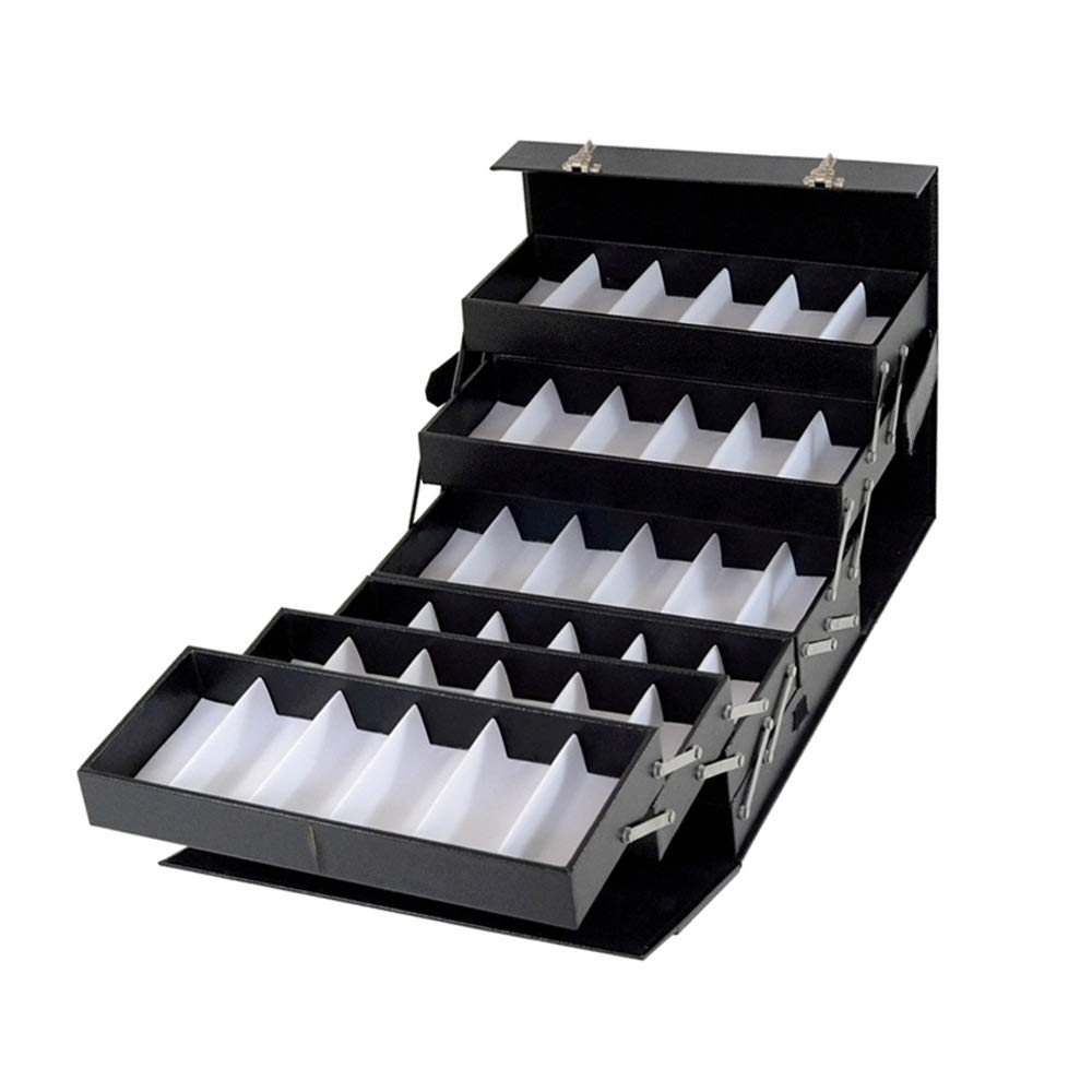 48 Slot PU Leather Eyeglasses & Sunglasses Organizer Case - Display & Storage for 48 Pairs - Perfect for Travel, Jewelry & Watch Organization - Compact Suitcase Design for Home, Office & Retail Stores