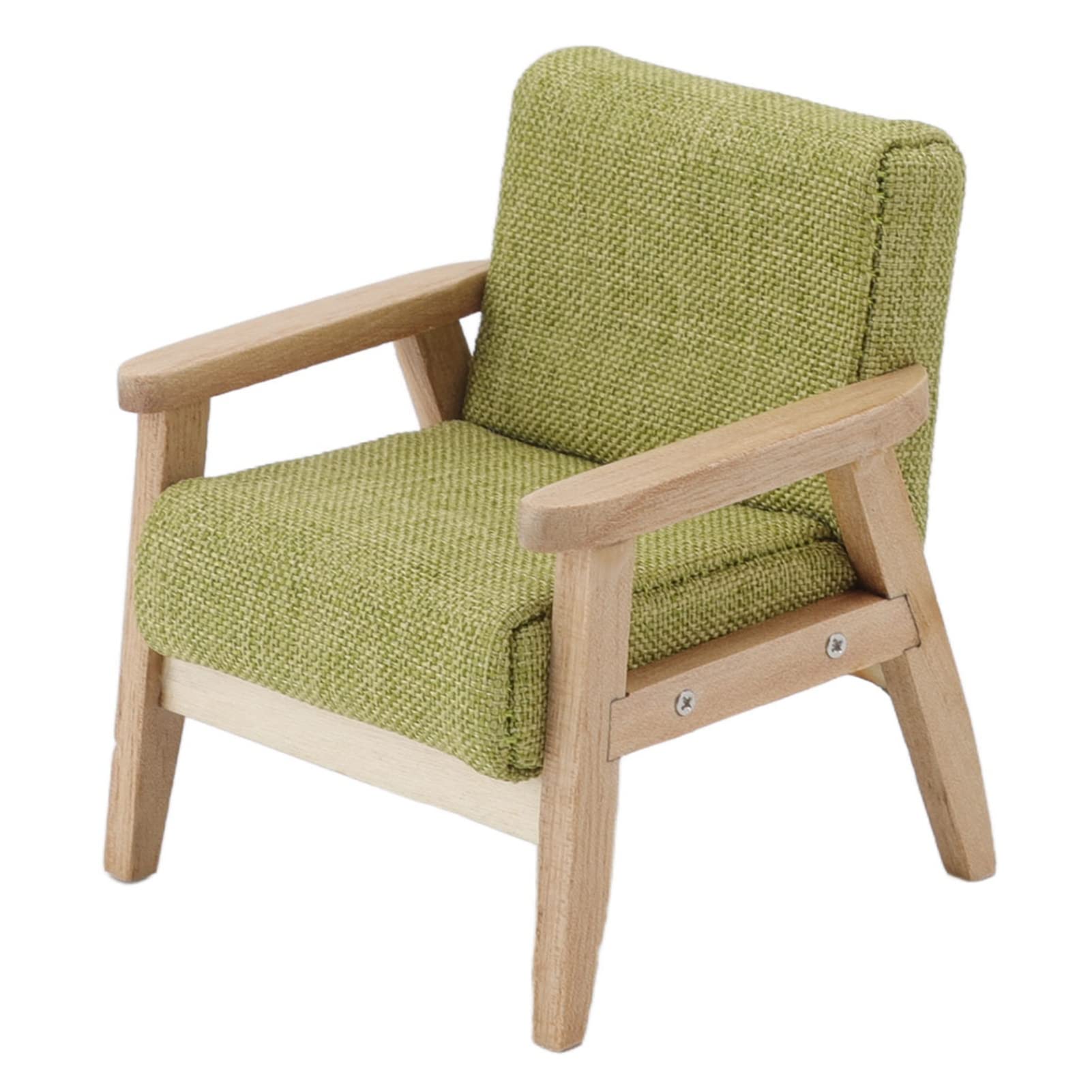 1:12 Scale Miniature Dollhouse Sofa - Japanese Style Single Fabric Armchair in Grass Green | Perfect for Dollhouse Decor, Miniature Room Displays & Collectors' Scenes