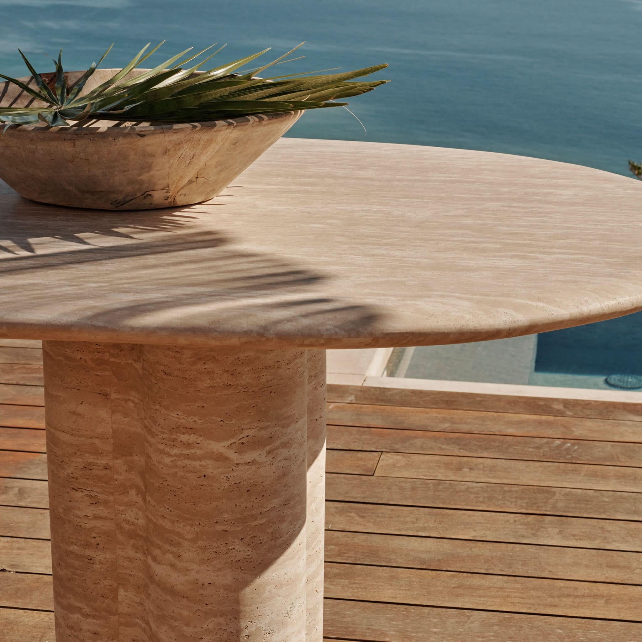 Porto Travertine Pedestal Dining Table 108