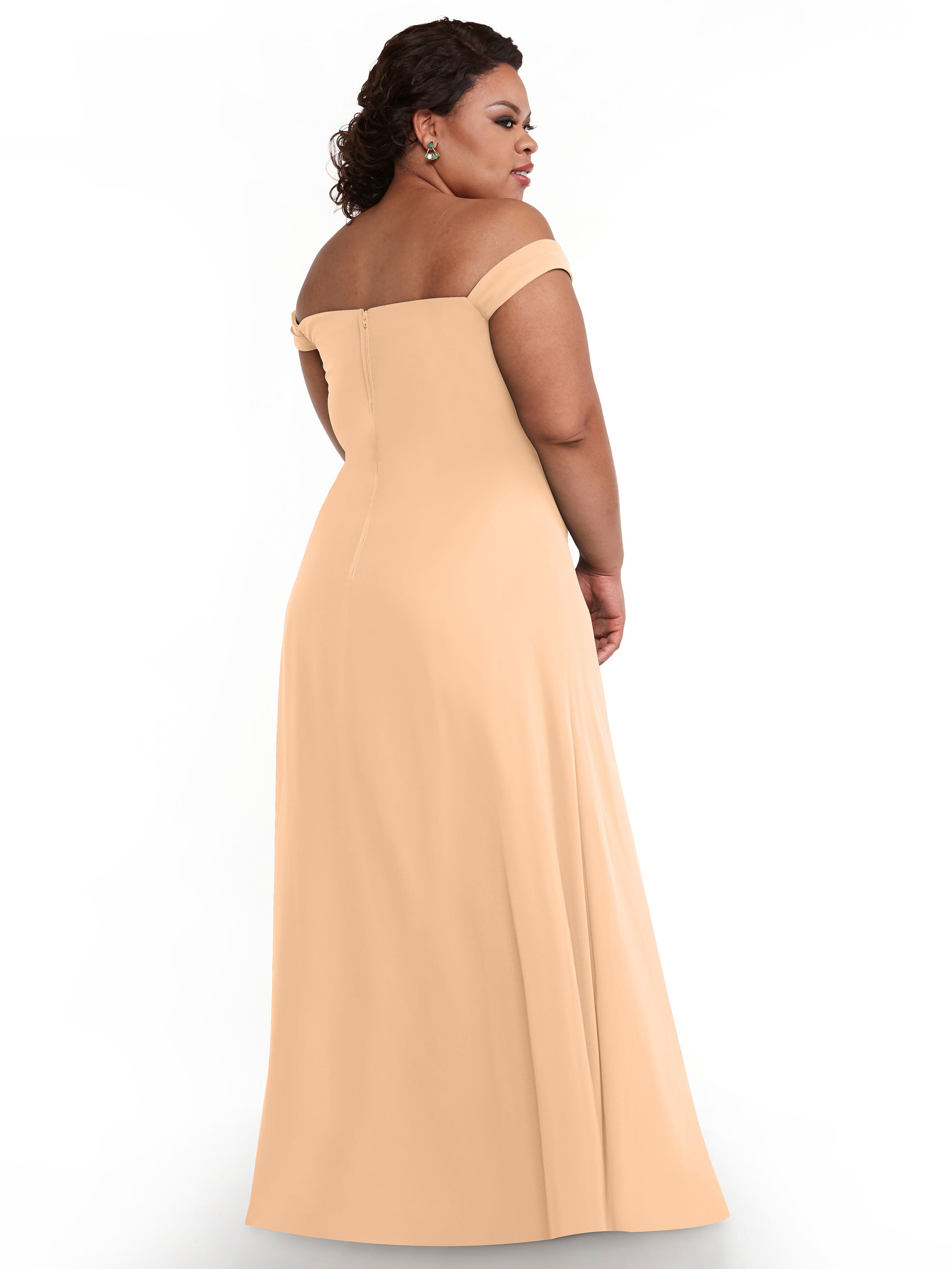 Elegant Off-The-Shoulder Chiffon Bridesmaid Dress with Straight Neckline - Perfect for Weddings, Formal Events & Evening Parties
