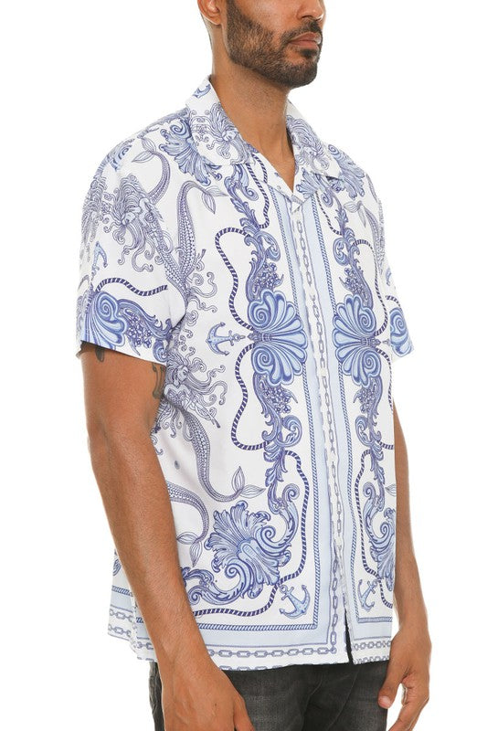 Weiv Men's Casual Short Sleeve Collared Button Down Shirt with Stylish Print - Perfect for Summer Outfits, Office Wear & Casual Dates