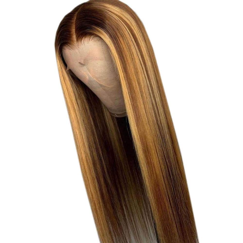 13x4 Lace Front Human Hair Wig - Honey Blonde Brown Pre-Plucked Straight 20 Inches for Women | Natural Look for Daily Wear, Parties & Cosplay