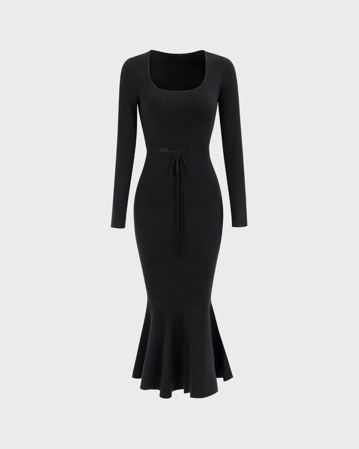 Elegant Black Square Neck Mermaid Sweater Maxi Dress for Women - Perfect for Evening Parties, Date Nights & Special Occasions
