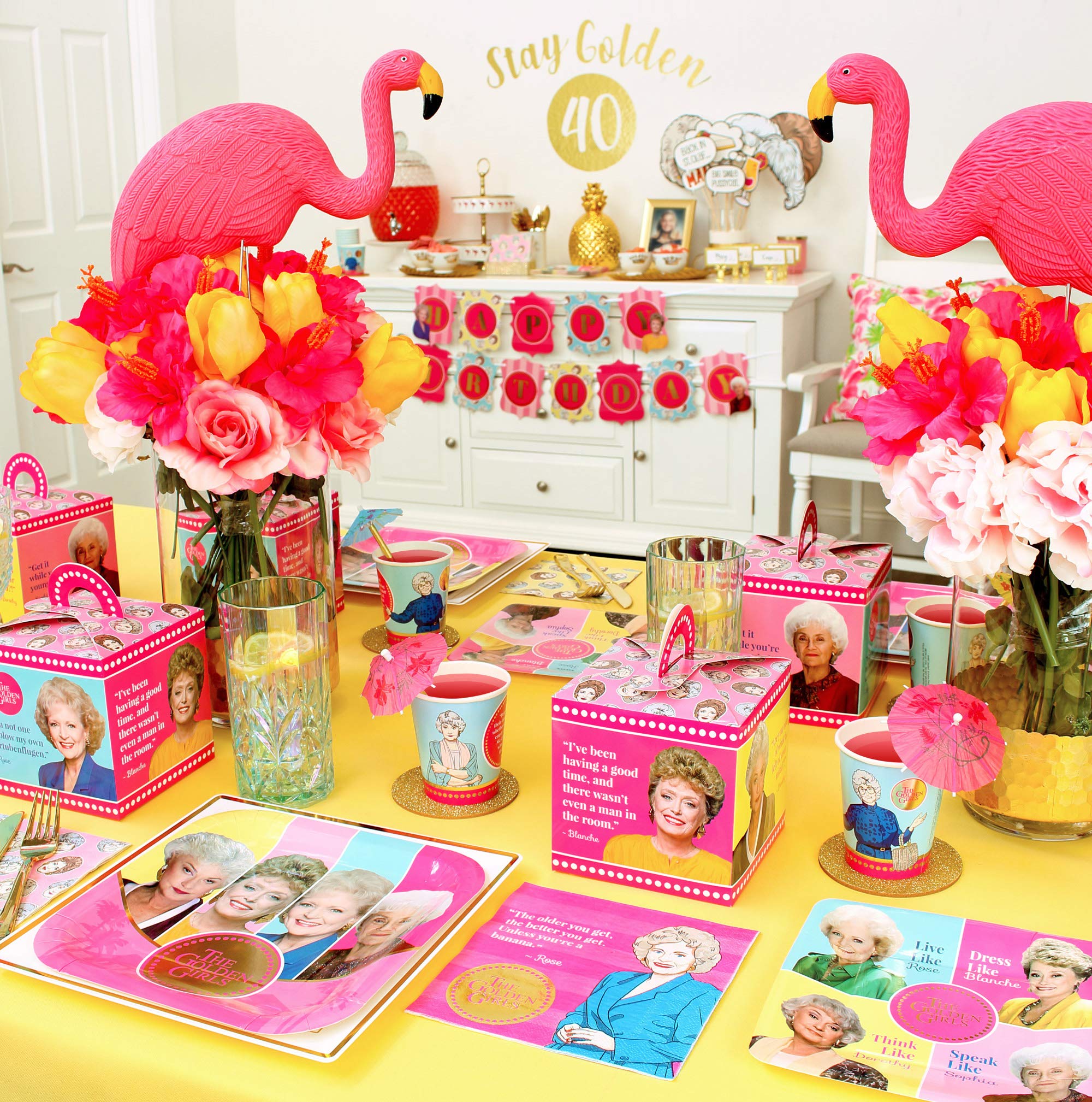 Golden Girls Birthday Party Decorations Set - 58 Piece Happy Birthday Banner, Balloons & More for 40th, 50th Birthday & Bridal Showers | Perfect for Women's Milestone Celebrations & Themed Parties