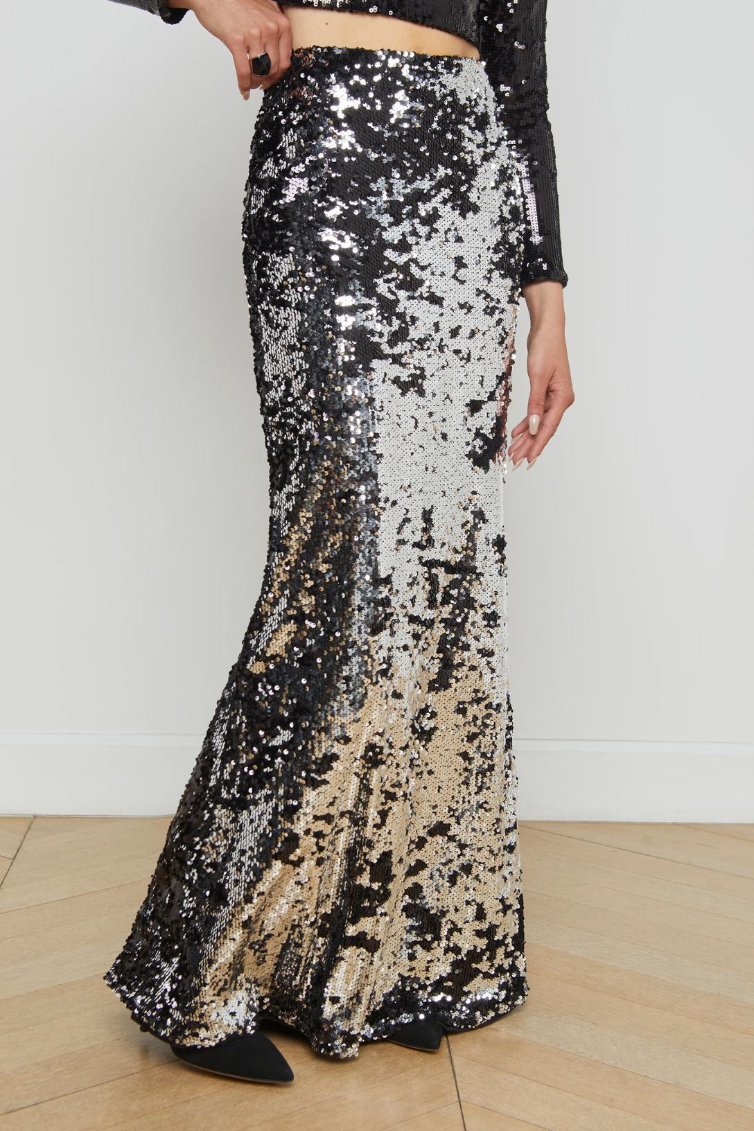 Zeta Sequin Skirt for Women - Sparkly Silver & Black Party Skirt | Perfect for Nightclub, Holiday Party, and Special Occasions