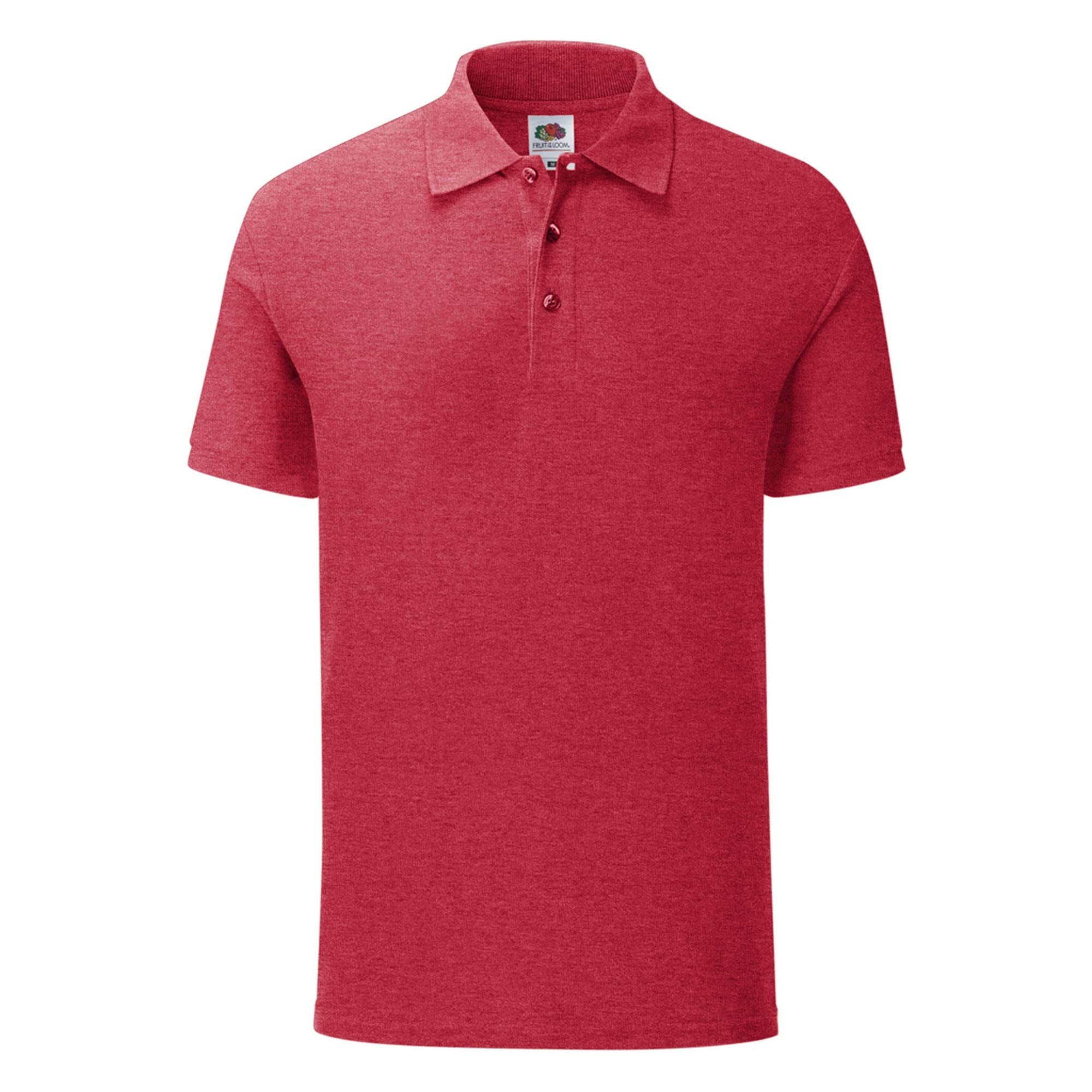 Fruit of the Loom Men's Classic Pique Polo Shirt - Heather Red, Size S | Comfortable Casual Wear for Golf, Office & Everyday Outfits
