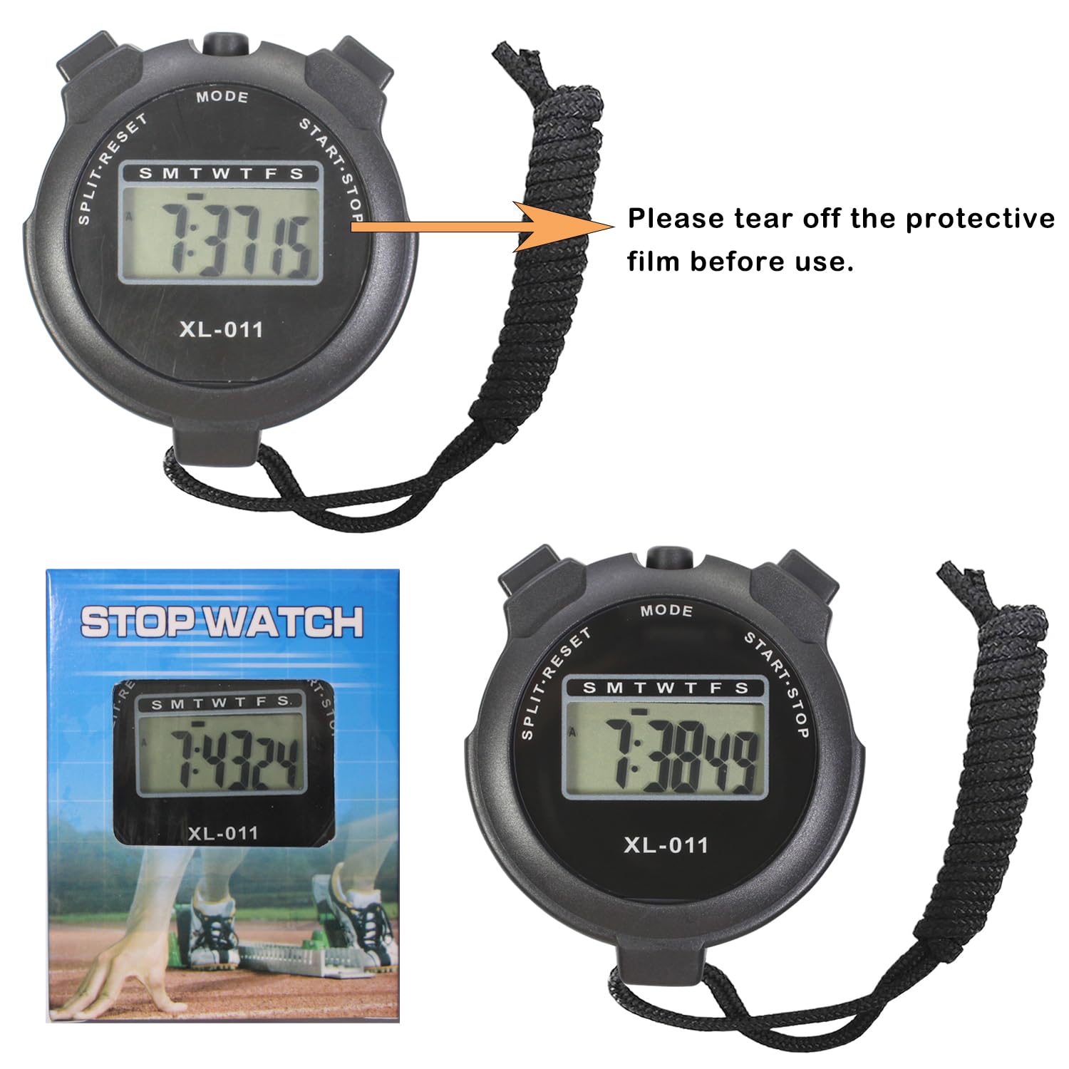 16-Pack Multi-Function Digital Stopwatch Timer with Large LCD Display, Date/Time & Alarm - Ideal for Sports Coaches, Fitness Trainers, Referees & Track Events | Waterproof & Shockproof Design for Outdoor Training & Competition Timing
