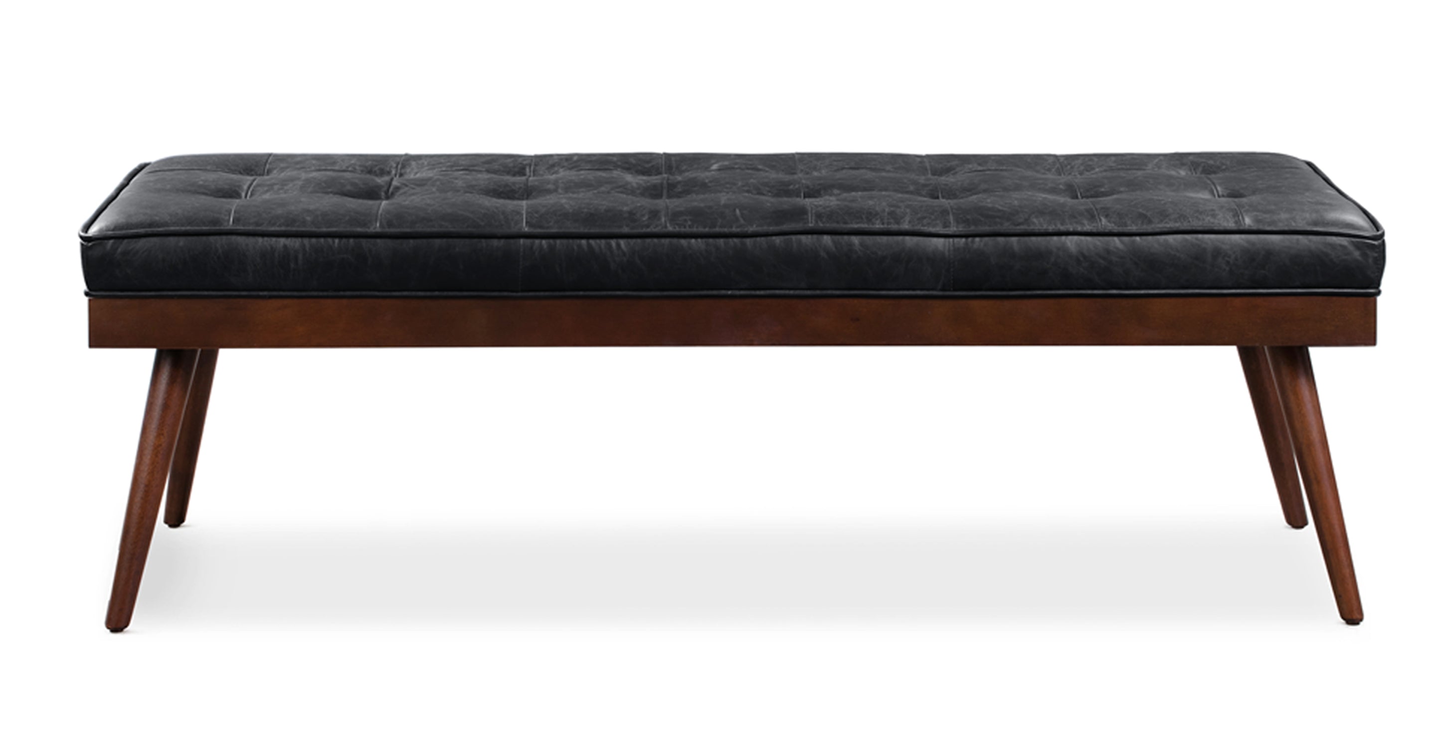 Luca Leather Bench - Modern Upholstered Storage Ottoman with Tufted Design for Living Room, Bedroom, or Entryway - Durable Faux Leather Seat with Sturdy Wooden Legs - Perfect for Extra Seating, Footrest, or Stylish Home Decor