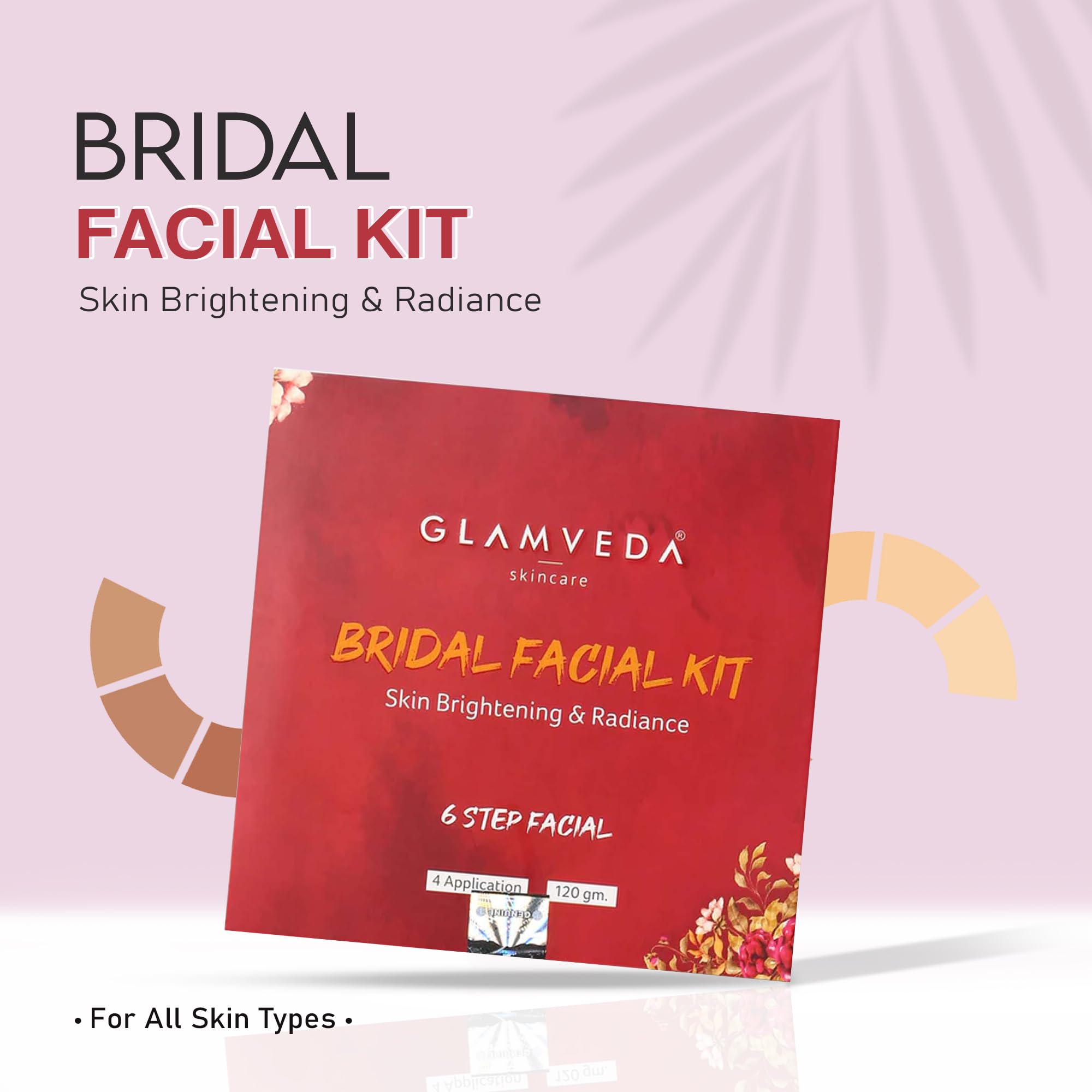Glamveda Bridal Facial Kit - 6 Step Skincare Routine for Bright & Radiant Skin (120g) | Evens Skin Tone | Perfect for Wedding Prep & Special Occasions