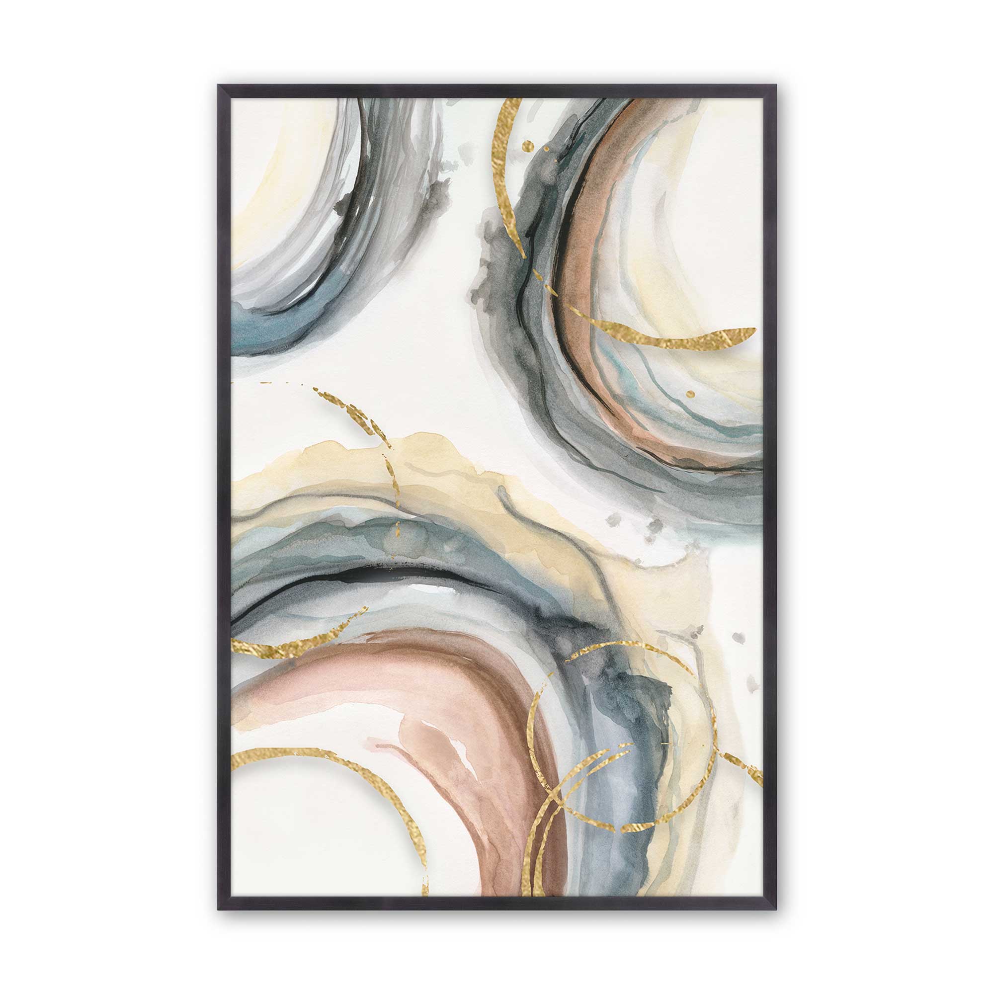 Golden Echoes Set of 2 Wall Art Prints - Modern Home Decor for Living Room, Bedroom & Office - Perfect Gift for Housewarming & Holidays