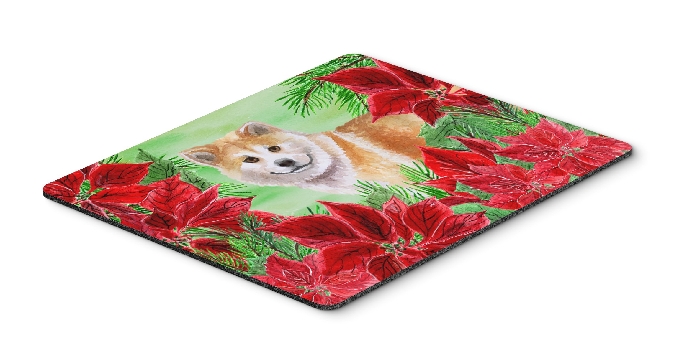 Shiba Inu Poinsettas Mouse Pad - Large Washable Non-Slip Desk Mat for Home Office, Gaming & Computer Work | Cute Dog-Themed Hot Pad & Trivet for Kitchen Decor | Perfect Gift for Pet Lovers