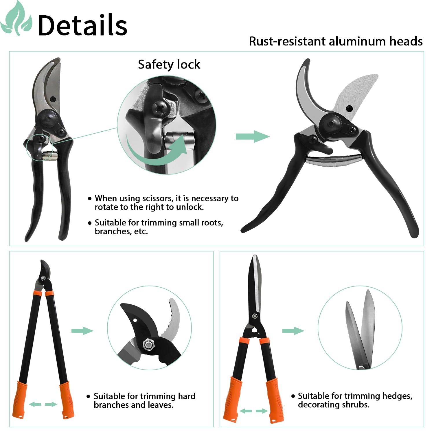 3-Piece Garden Tools Set - Heavy Duty Lopper, Pruning Shear & Tree Trimmer for Lawn, Garden & Yard | Branch Cutting & Tree Pruning | Perfect for Landscaping, Gardening & Outdoor Maintenance