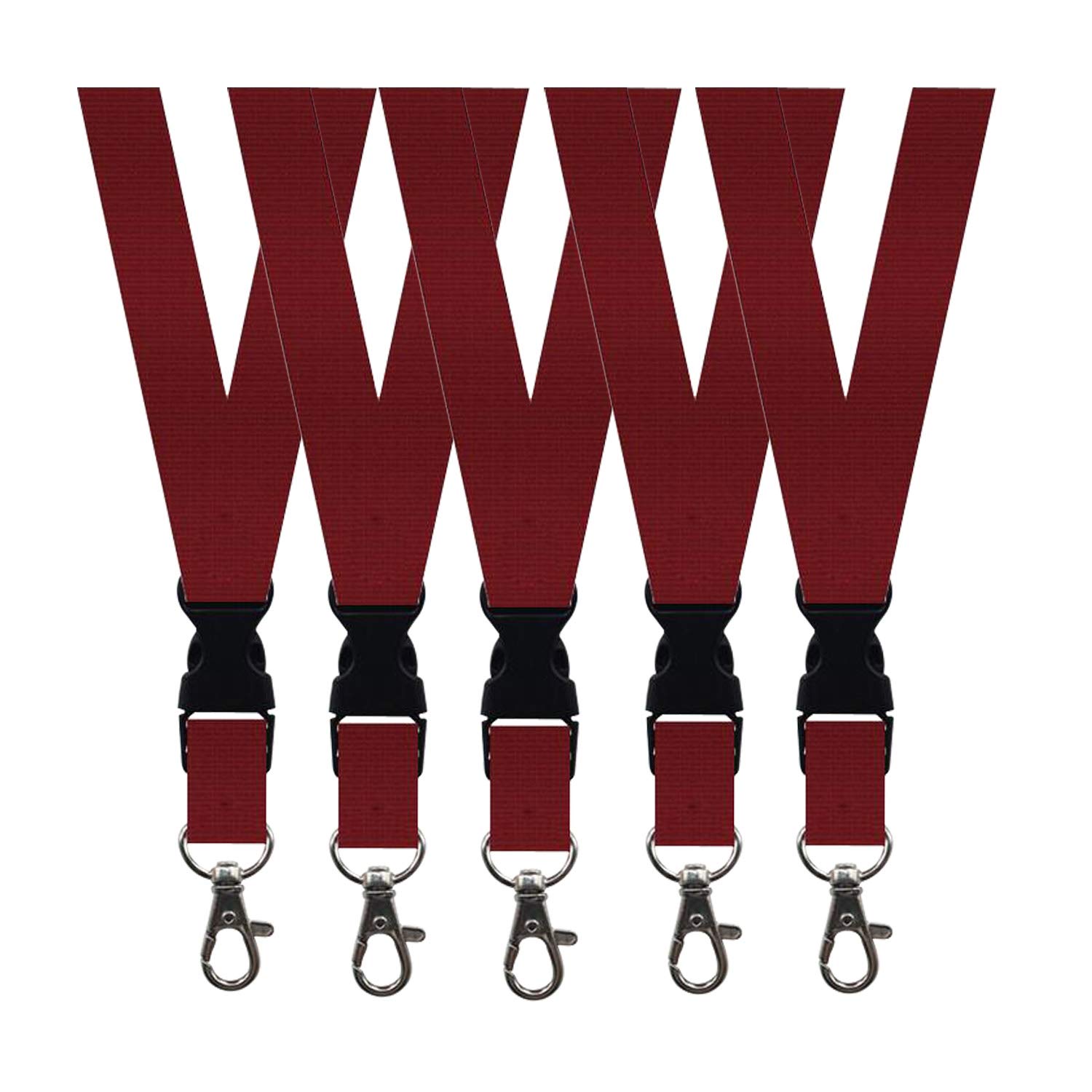 5 Pack Breakaway Lanyards for ID Badges & Keys - Quick Release Safety Strap for Work & Events