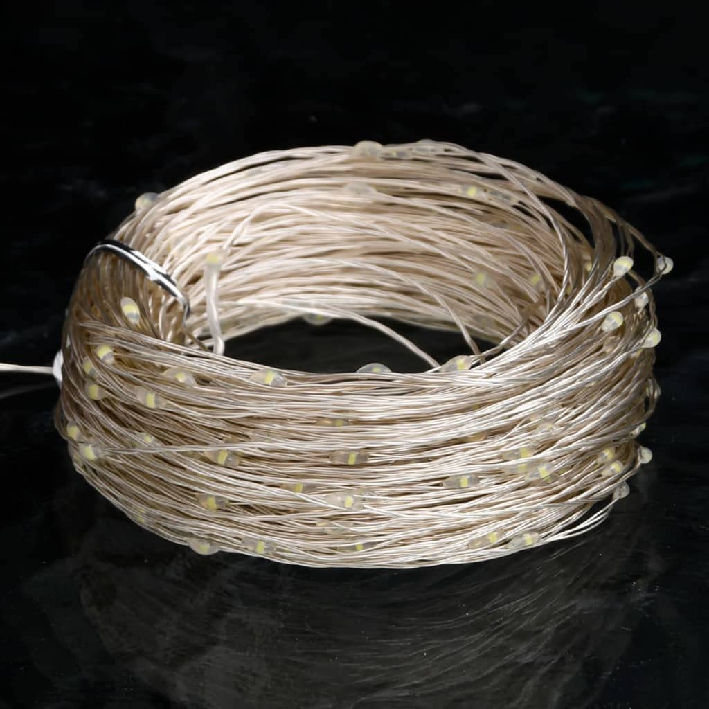 vidaXL Cold White LED String Lights - 150 LED Decorative Lights with 8 Lighting Modes, Flexible Copper Wire, Remote Control for Christmas, Wedding, Party, Garden