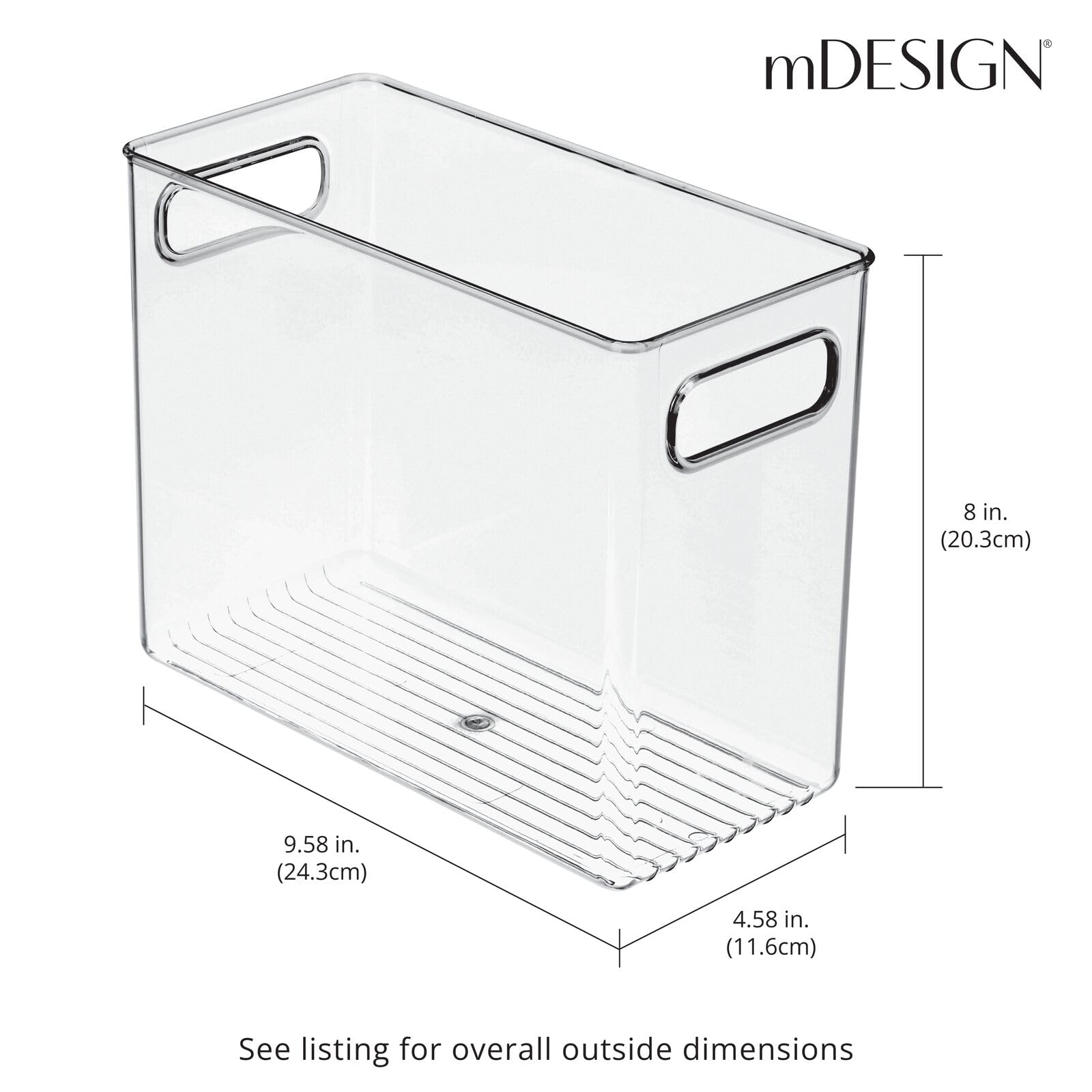 mDesign Plastic Tall Food Storage Containers with Handles - 2 Pack Clear Kitchen Organizer Bins for Pantry, Cabinet, Fridge & Freezer | Perfect for Snacks, Cereal, Baking Supplies & Small Appliances Organization