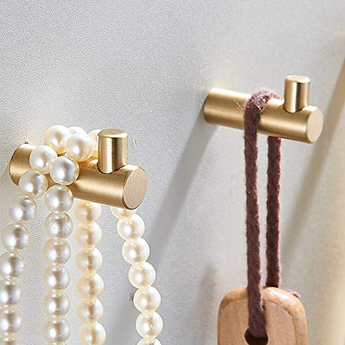 4 Pack Gold Decorative Wall Hooks - Solid Brass L-Shaped Hooks for Towels, Coats & Keys - Elegant Home & Bathroom Organization Solution