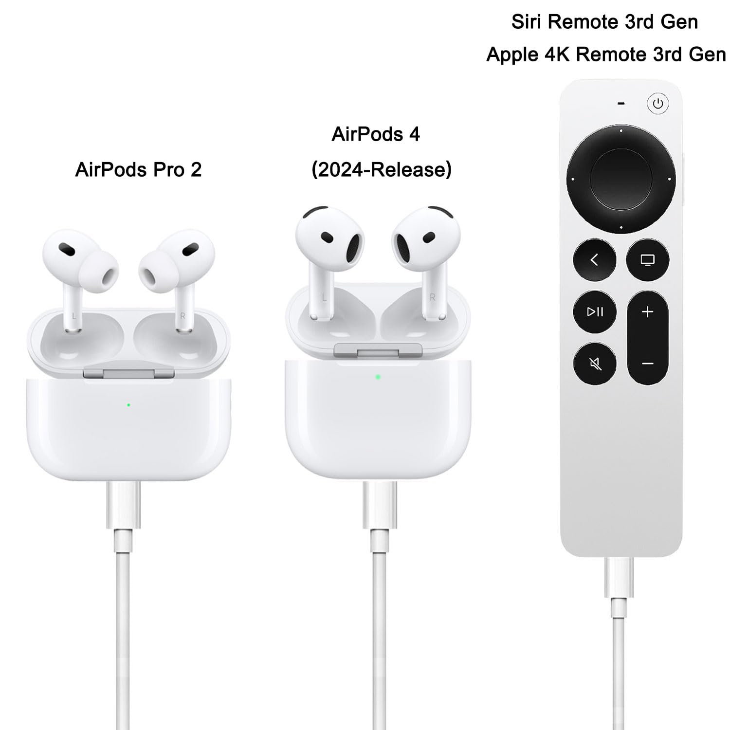 2024 AirPods 4 Wall Charger - Fast Charging Compatible with AirPods Pro 2 (2nd Gen), AirPods Max 2, Apple TV Remote 3rd 4K - USB A to USB C Charger Cable for iPhone 16/15, CarPlay - Perfect for Home, Office & Travel Charging