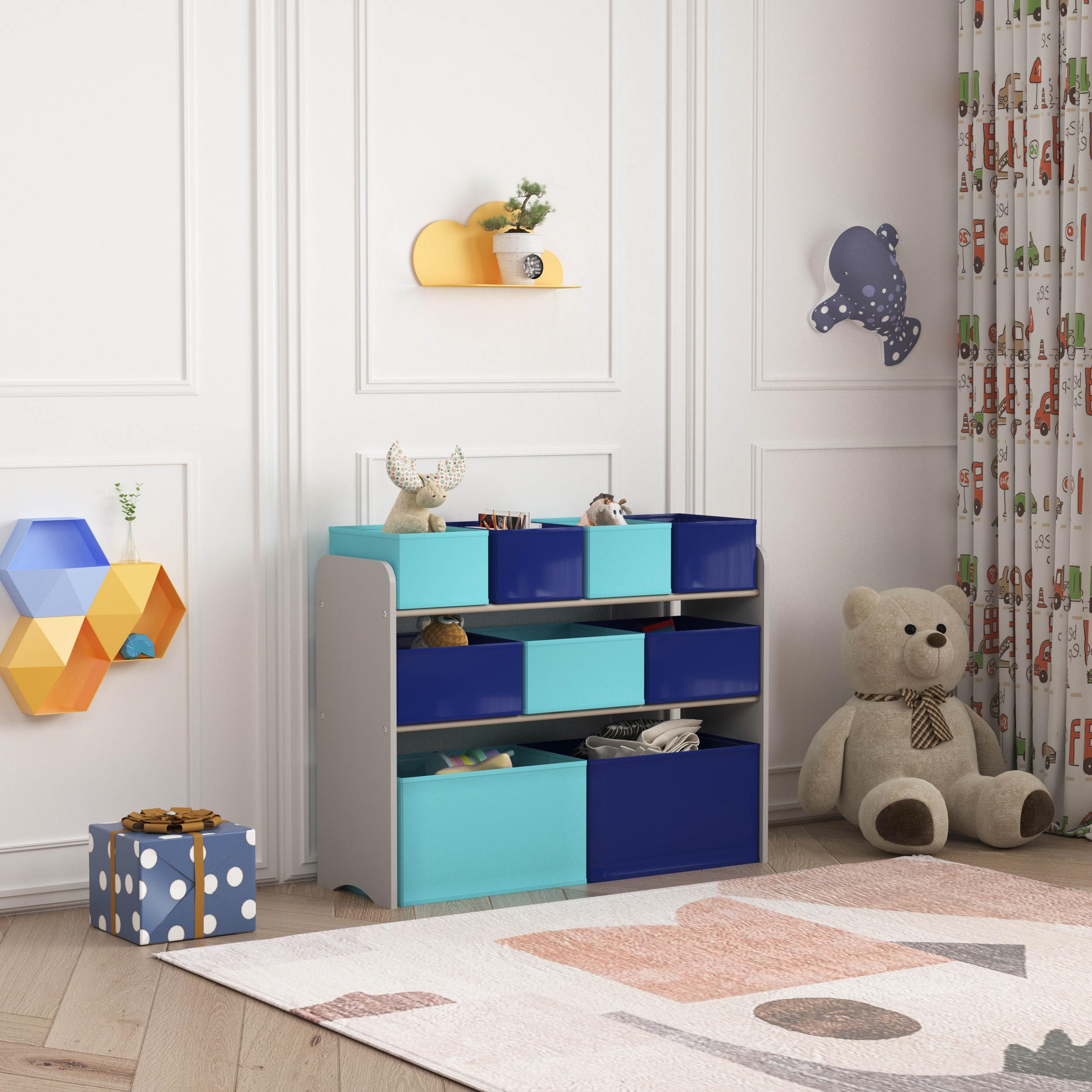 Lennox Kids Toy Storage Organizer - Blue | Foldable Fabric Toy Box for Playroom, Nursery & Bedroom Organization | Perfect for Storing Toys, Books & Clothes