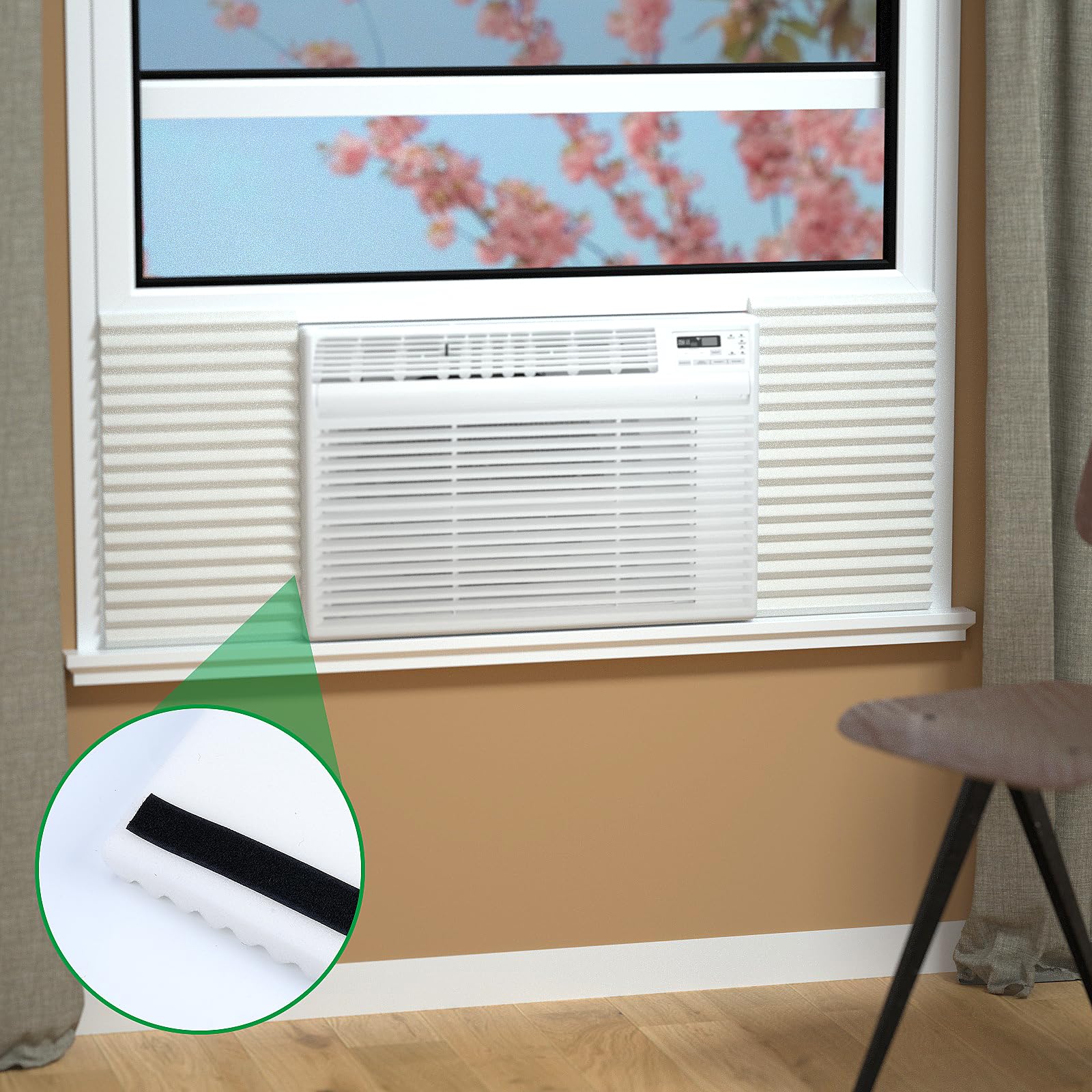 Energy Efficient Window Air Conditioner Side Insulated Panel Kit - 2PC Full Surround Insulation Panels for Summer & Winter - White Foam Draft Stopper & Heat Insulator for Home & Office Windows - Perfect for Energy Savings & Temperature Control