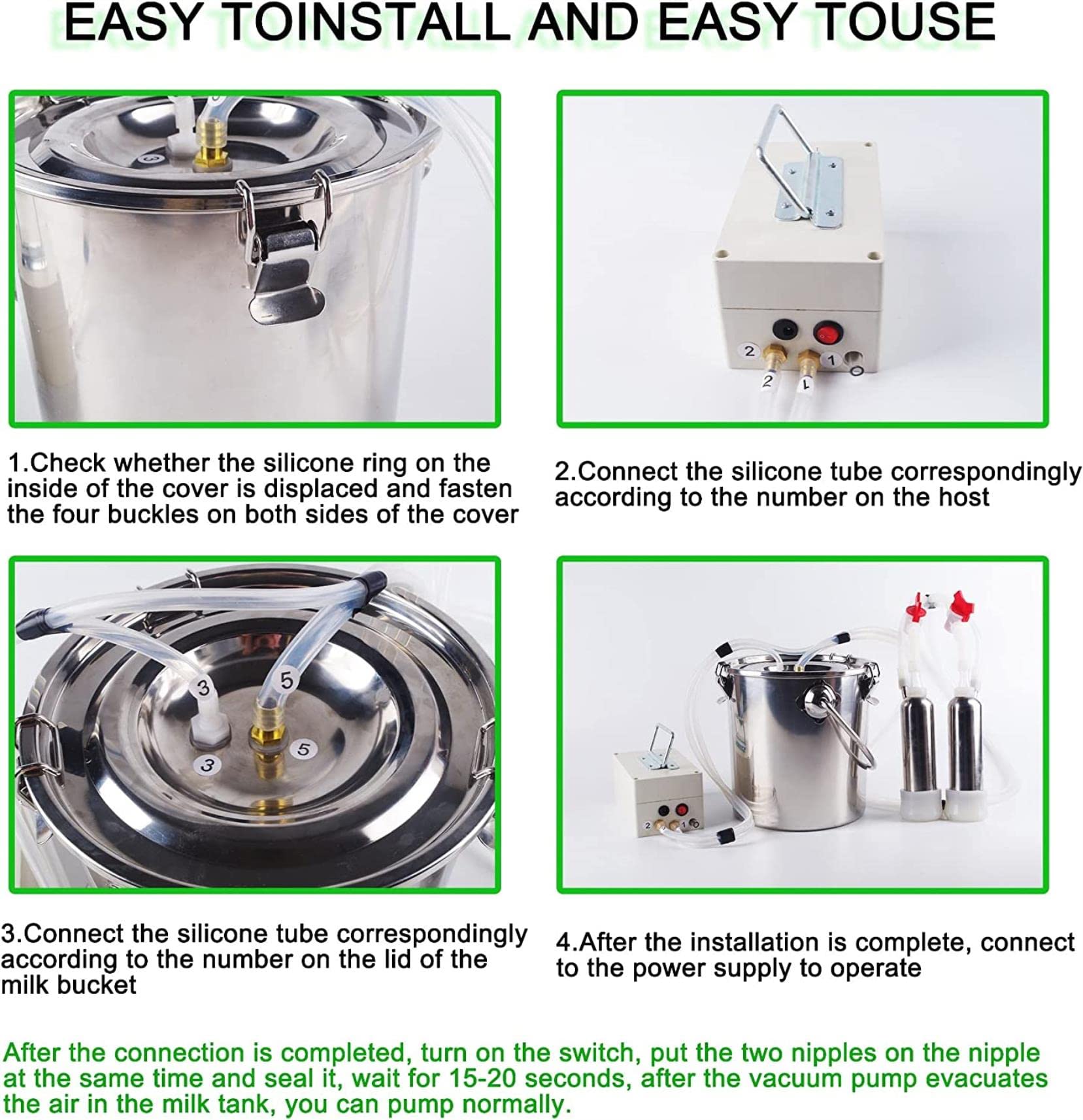 Electric Milking Machine 9L Portable for Cows & Sheep - 100-250V Pulse Control Milker | Ideal for Small Farms, Homesteads & Dairy Production