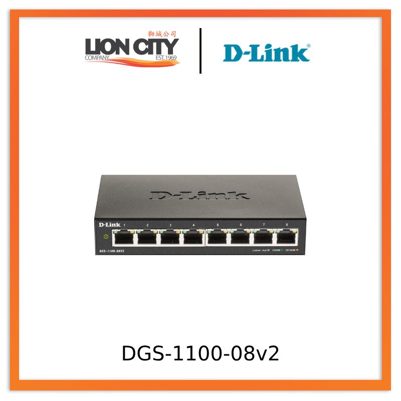 D-Link DGS-1100-08 8-Port Gigabit Smart Managed Switch - High-Speed Network Solution for Home Office & Small Business - Ideal for Gaming, Streaming & Data Transfer